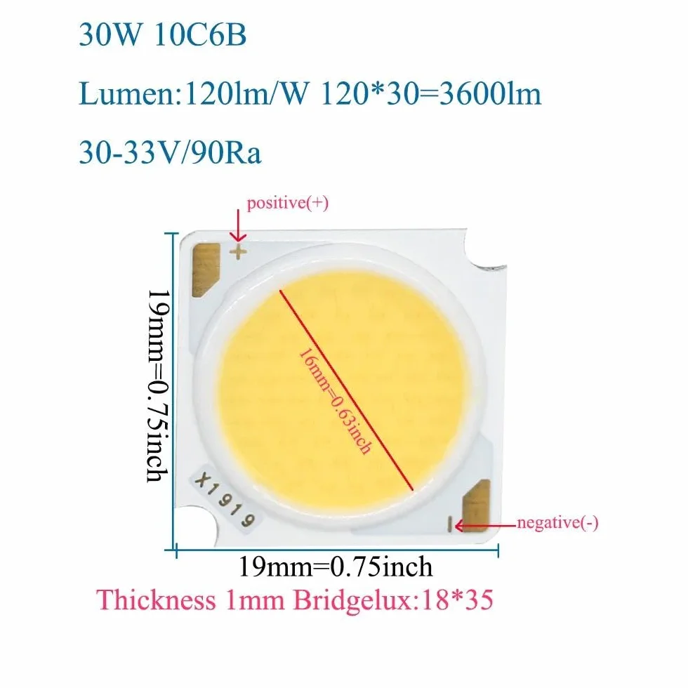 Żarówka LED COB Bridgelux CRI≥90 10W-50W 19x19mm Wielokolorowy 3 szt.