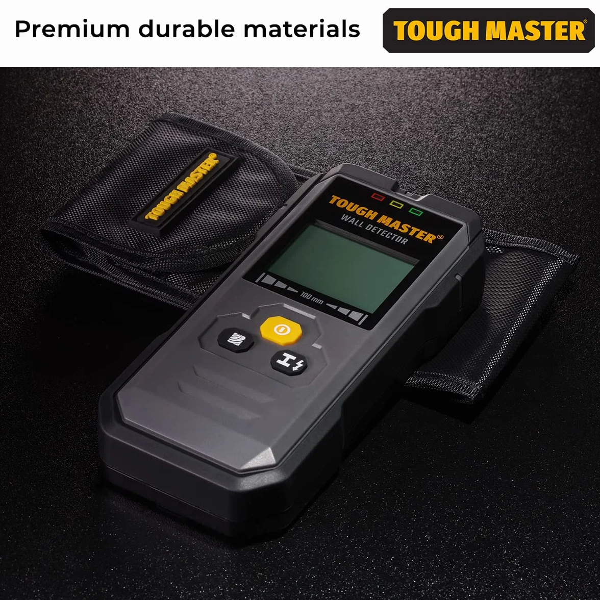 TOUGH MASTER Wyszukiwarka kołków ściennych 5 w 1 drewno metalowy lokalizator skaner ścienny LCD
