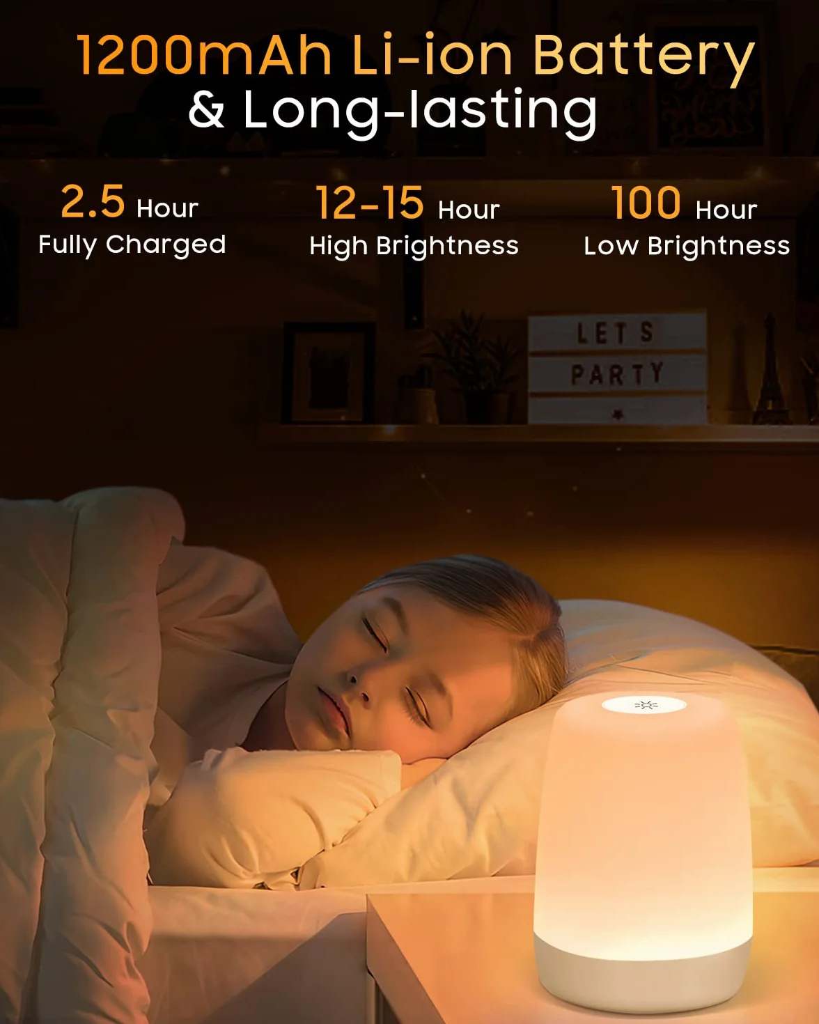 Lampka nocna LED RGB ściemnialna z trybem ciepłym i zmianą kolorów 256, akumulatorowa z timerem