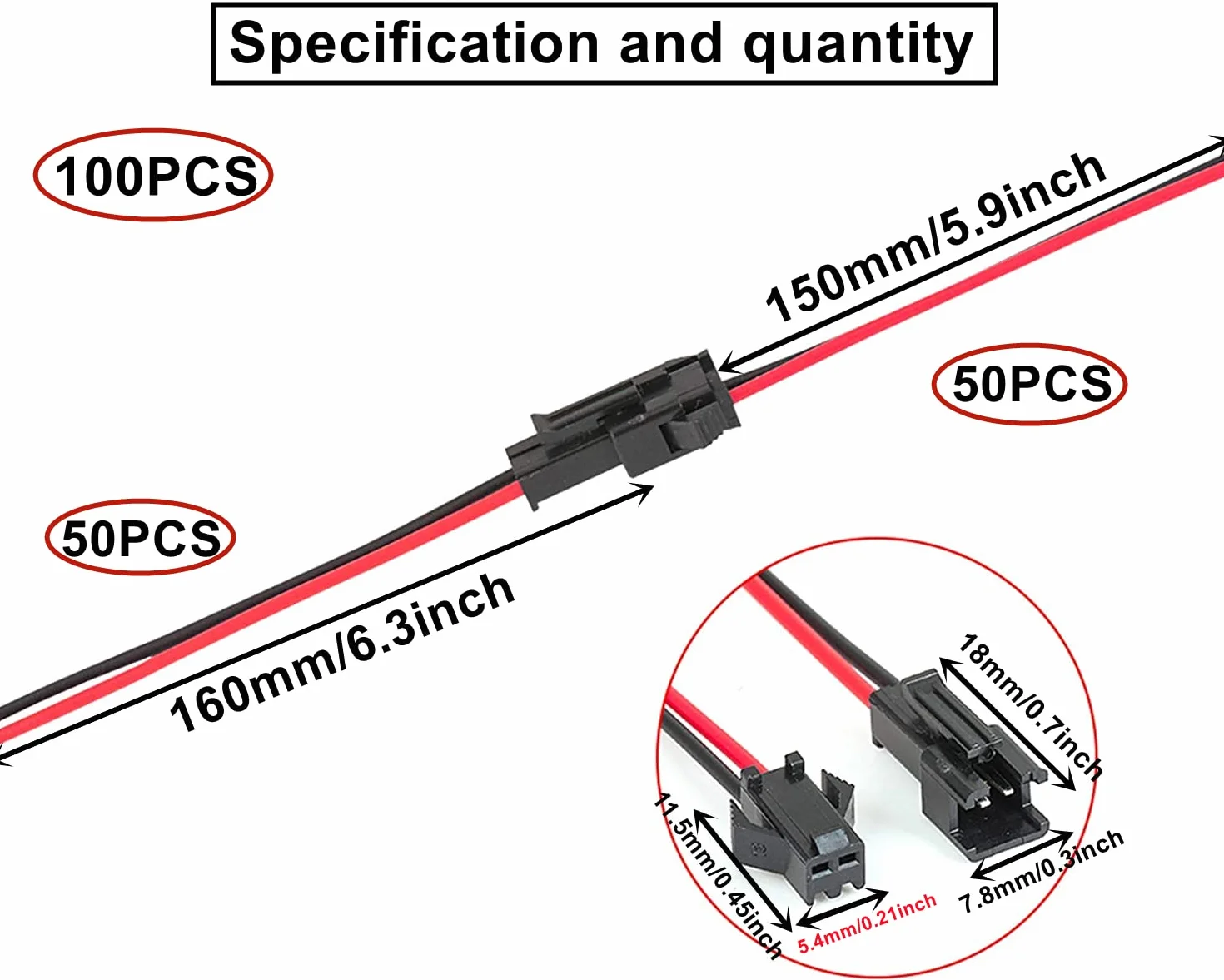 JST SM 2-pinowe złącze 22 AWG adapter mikro elektryczny wtyk męski i żeński z kablem 150 mm