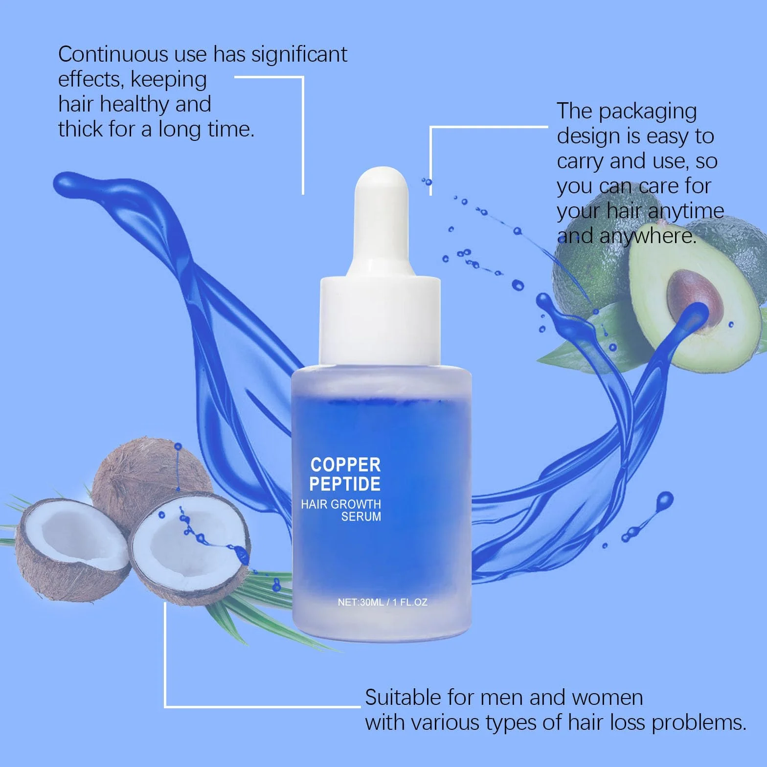 Fleava Advanced peptyd miedziany, peptyd miedziany, serum koloidalne, miedź, krem Fleava Hair Regrowth, serum na wzrost włosów Fleava, dla kobiet i mężczyzn