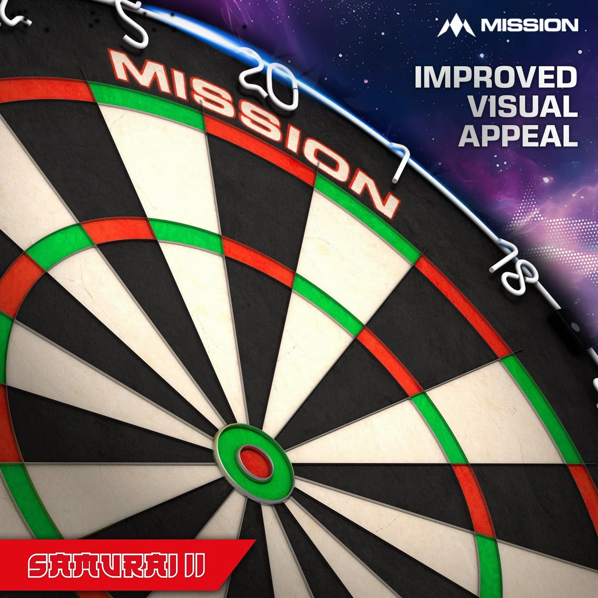 Mission Darts DB023 Samurai II | Profesjonalna tarcza w standardzie zawodowym do rzutek, z ultracienką konstrukcją drucianą i odpornymi na blaknięcie kolorami