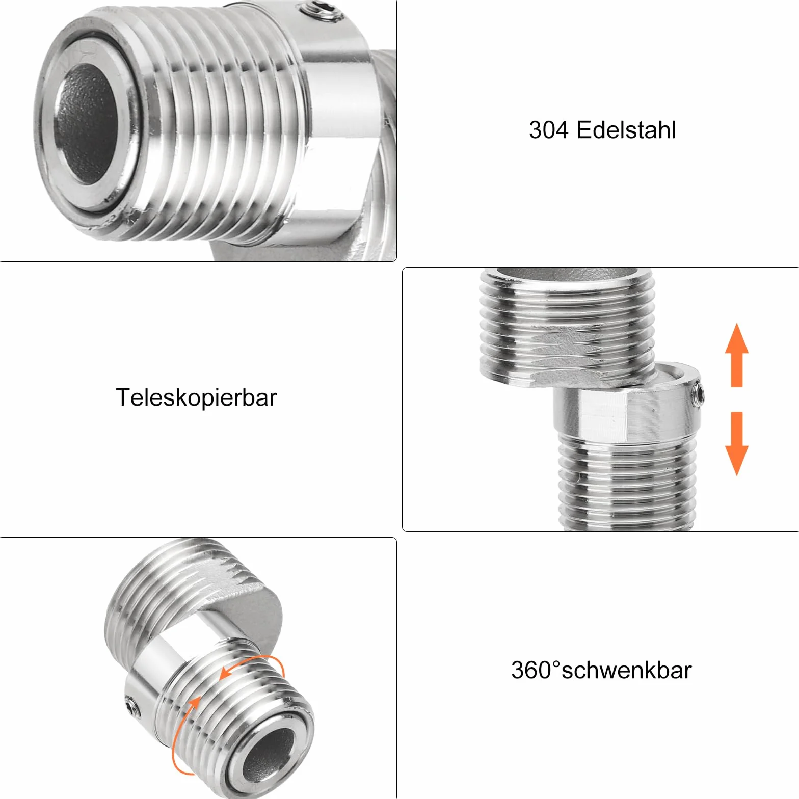 Regulowany adapter do armatury prysznicowej 360° z przyłączem S i kluczami imbusowymi