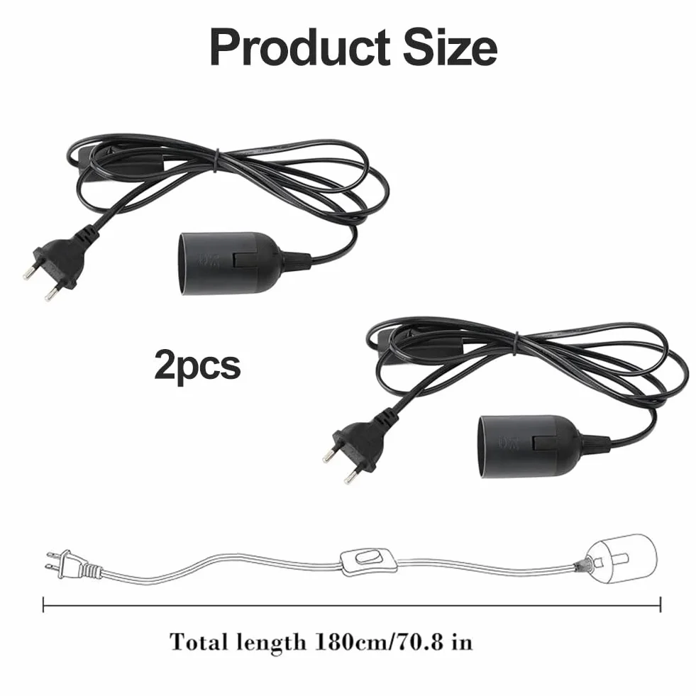 Zawieszenie lampy E27 2 sztuki z uchwytem śrubowym kabel 1,2 m regulowany