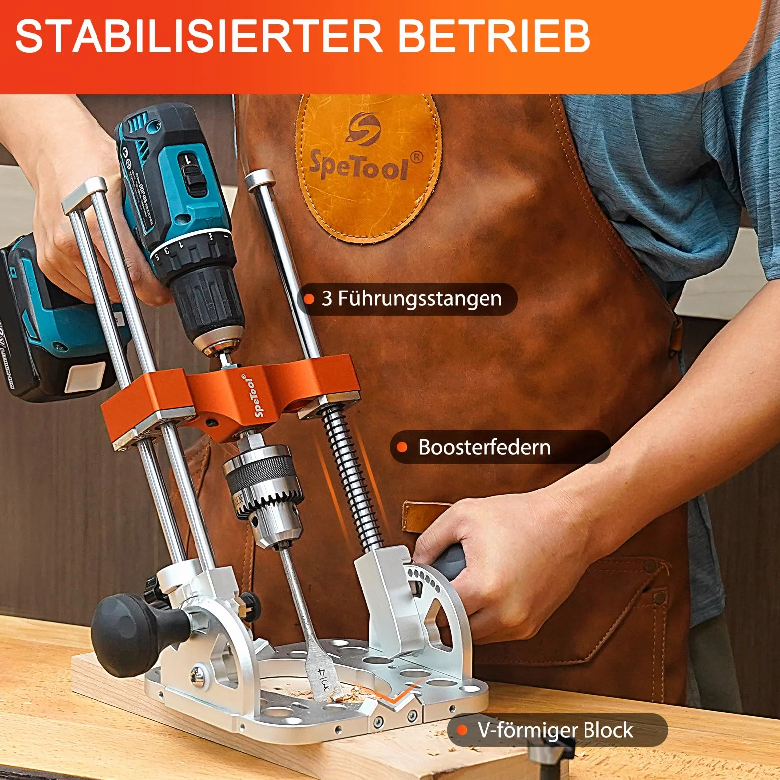 SpeTool Stojak wiertarski regulowany 0-60° z uchwytem 1/2" do wiertarek akumulatorowych