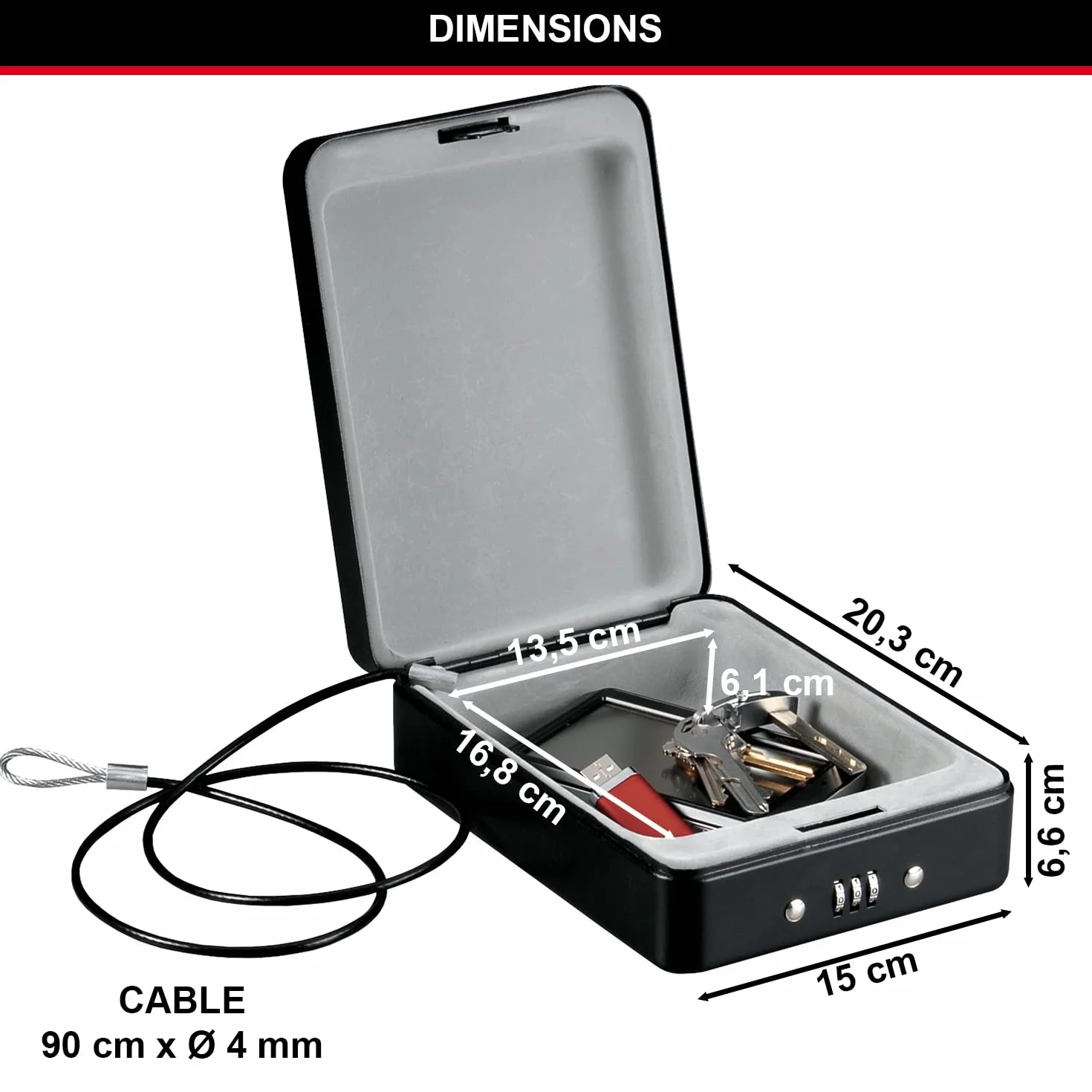 MASTER LOCK P005CEURBLKHRO kompaktowy sejf kombinacja z kablem