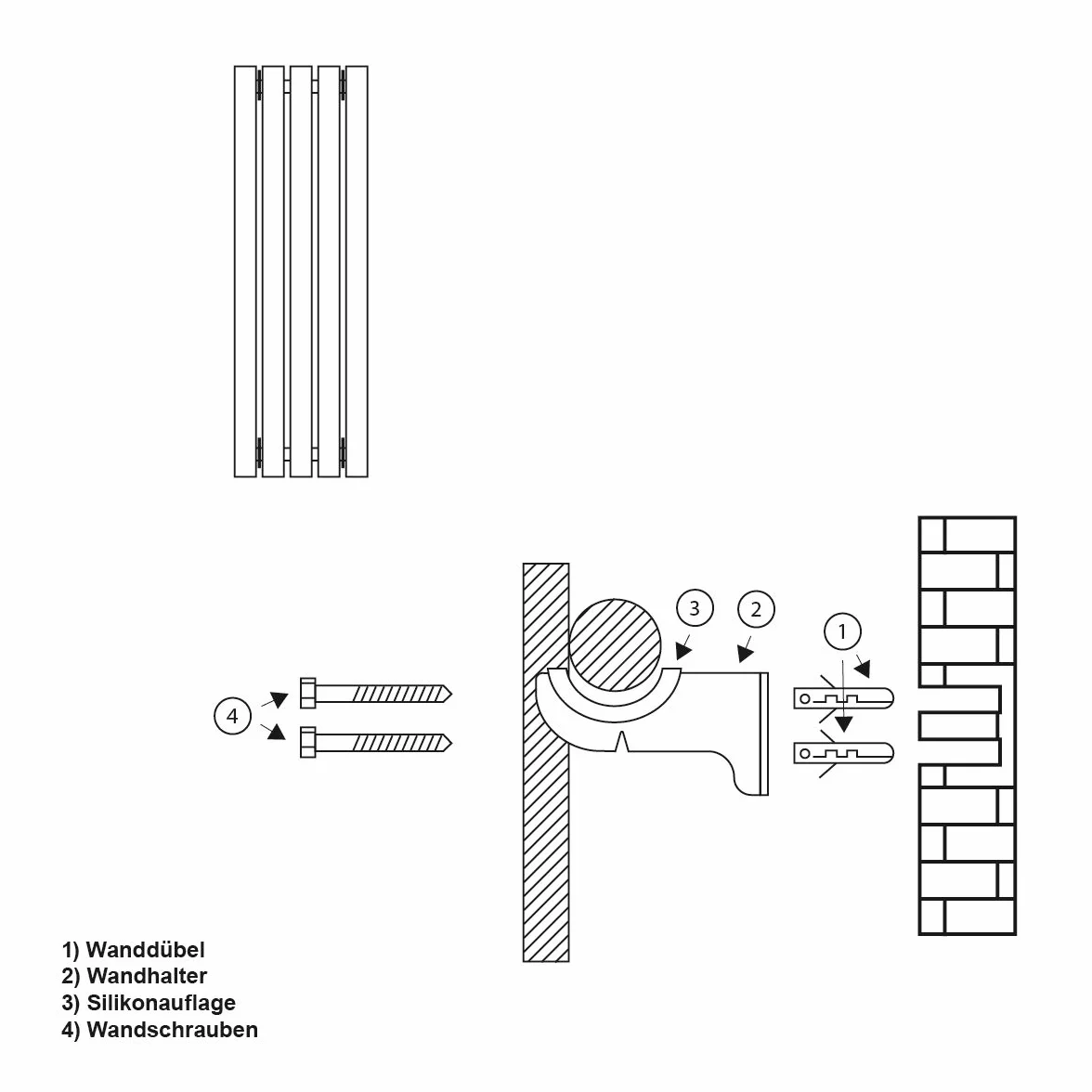 ECD Germany Grzejnik płytowy Design Stella 260 x 1400 mm biały z przyłączem środkowym zestawem termostatem płaski pionowy