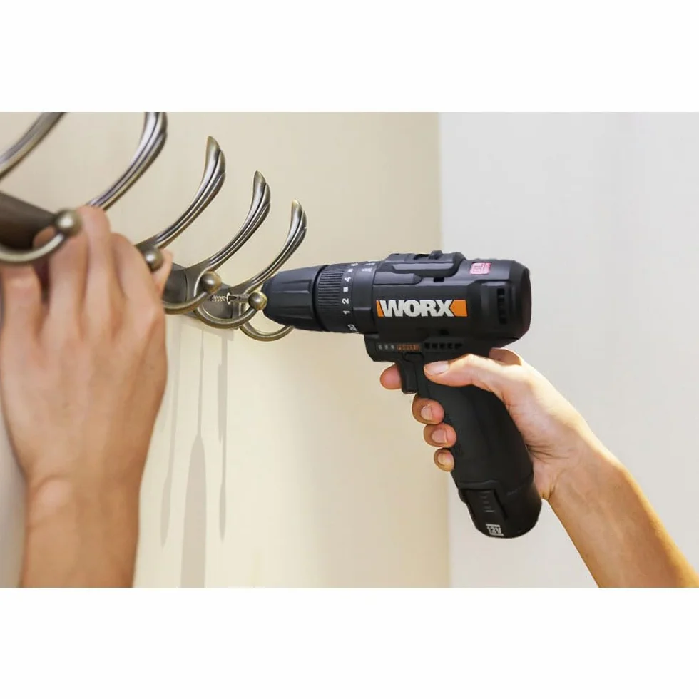 WORX WX121 akumulatorowa wiertarko-wkrętarka udarowa 12 V bezszczotkowa 2-biegowa 38 Nm 0-450/0-1700 obr/min