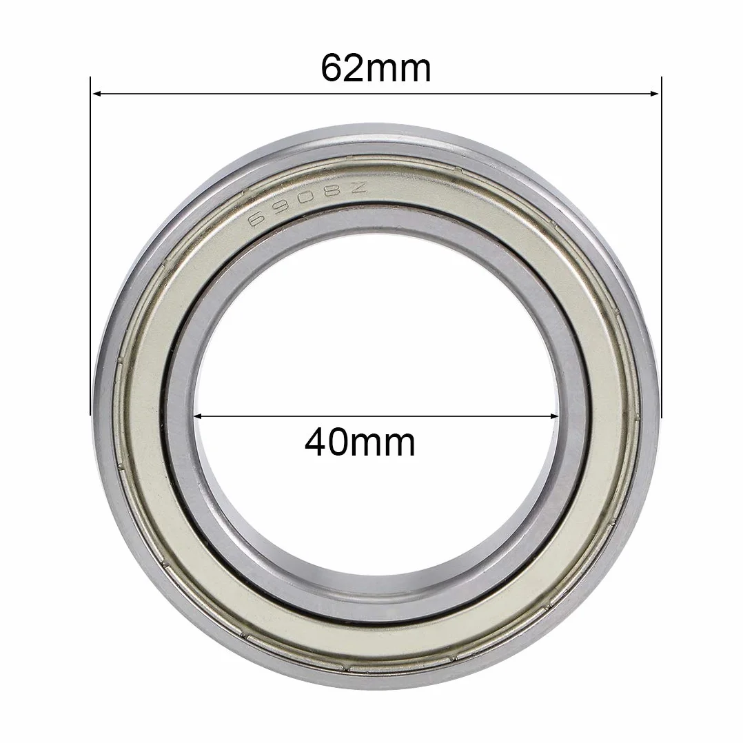 sourcing map rowki łożysko kulkowe 6908ZZ Z2 podwójnie ekranowane stal węglowa 40 mm x 62 mm x 12 mm