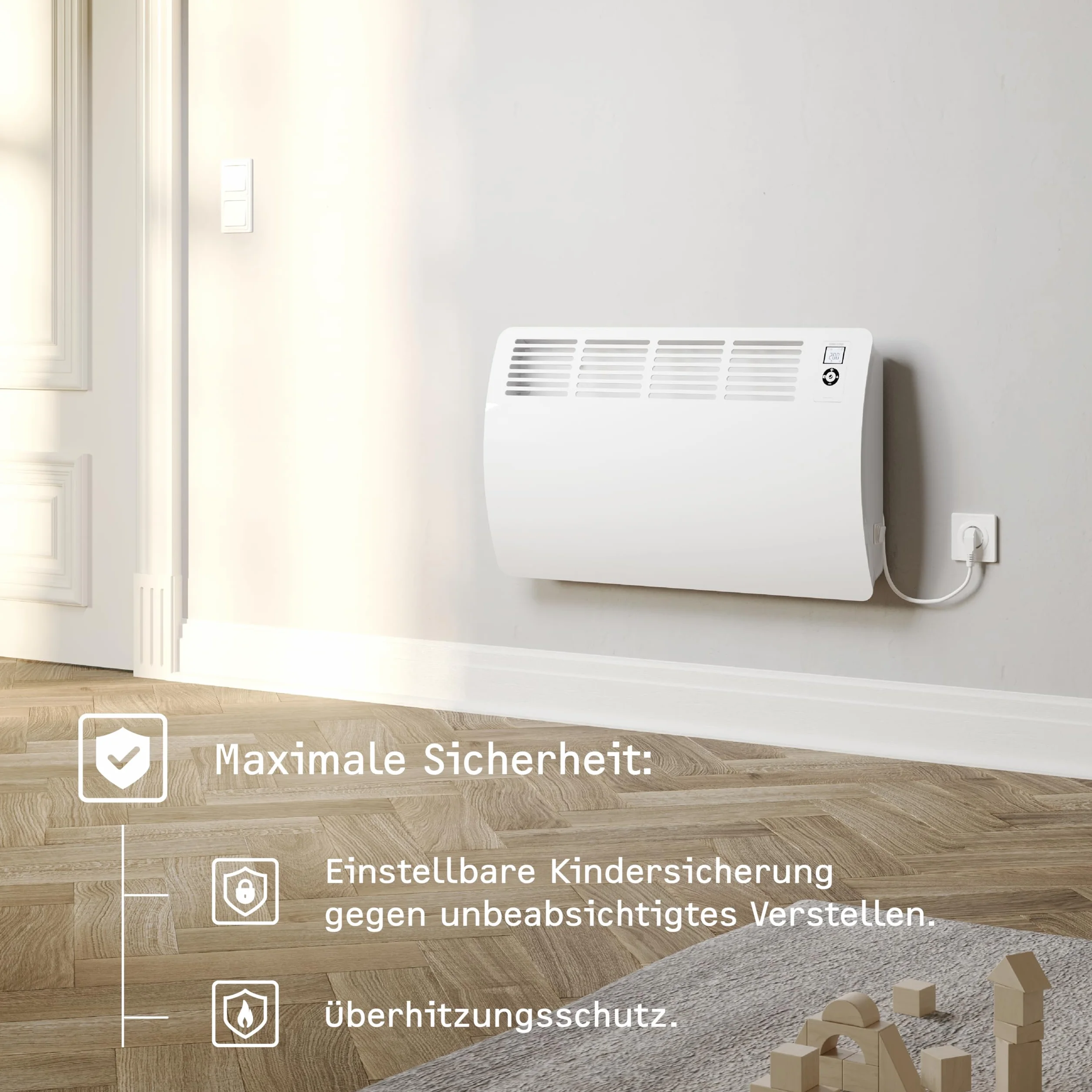 STIEBEL ELTRON Konwektor wiszący CON 10 Premium 1 kW 12 m² VDE LCD programator tygodniowy Silent Mode