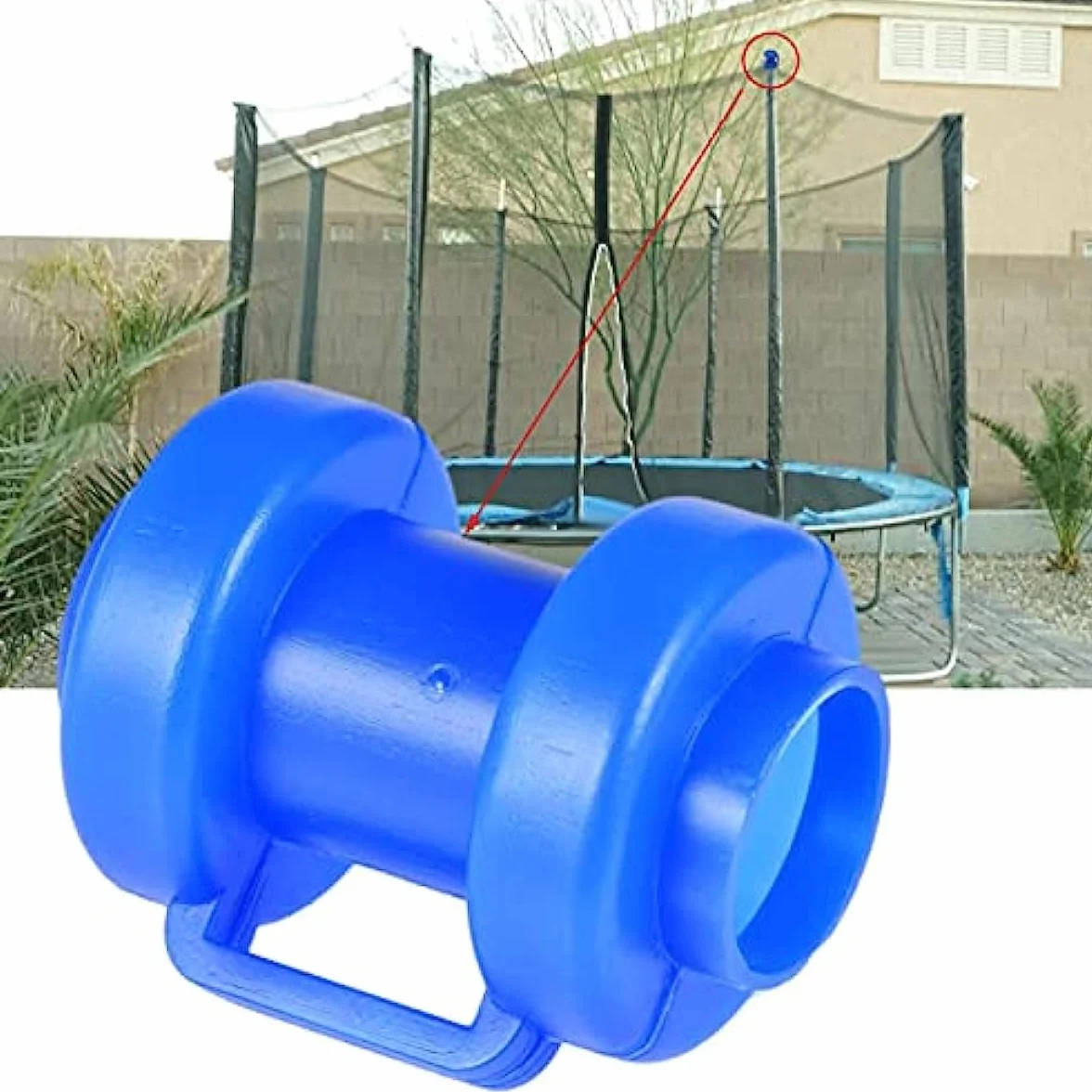 Zaślepki do trampoliny – 8 sztuk zaślepek ochronnych, niebieskie zaślepki na słupki siatkowe do trampoliny, wewnętrzne zaślepki do siatek o średnicy 25 mm