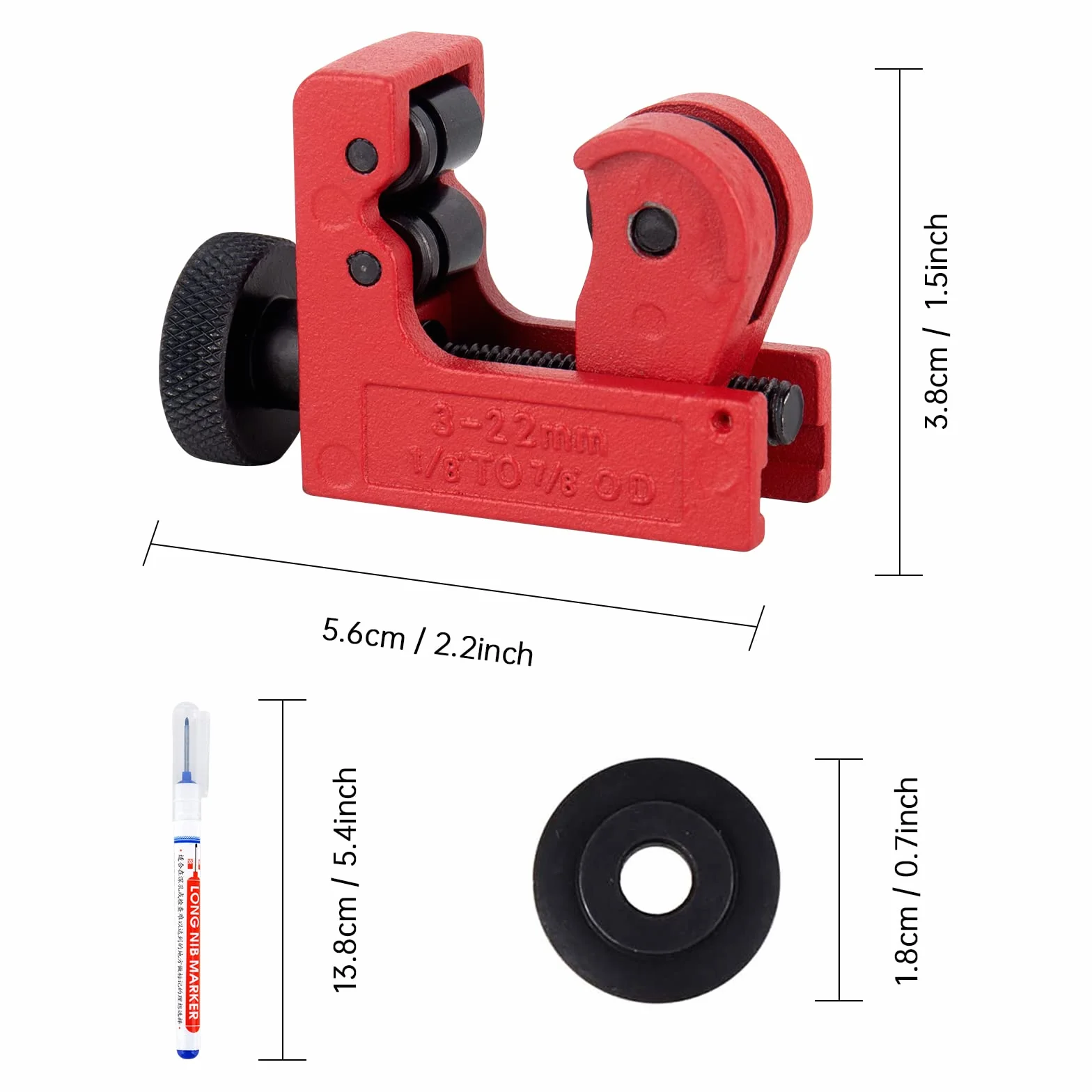 Mini przecinak do rur Ø 3-22 mm miedzianych PCW aluminium tworzywa sztucznego narzędzie tnące
