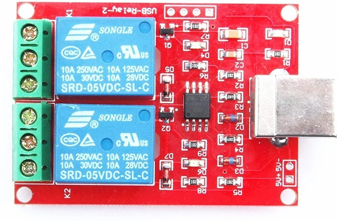 DollaTek DC 5V 2-kanałowy moduł przekaźnika USB sterownik przełącznik PC Intelligent Control