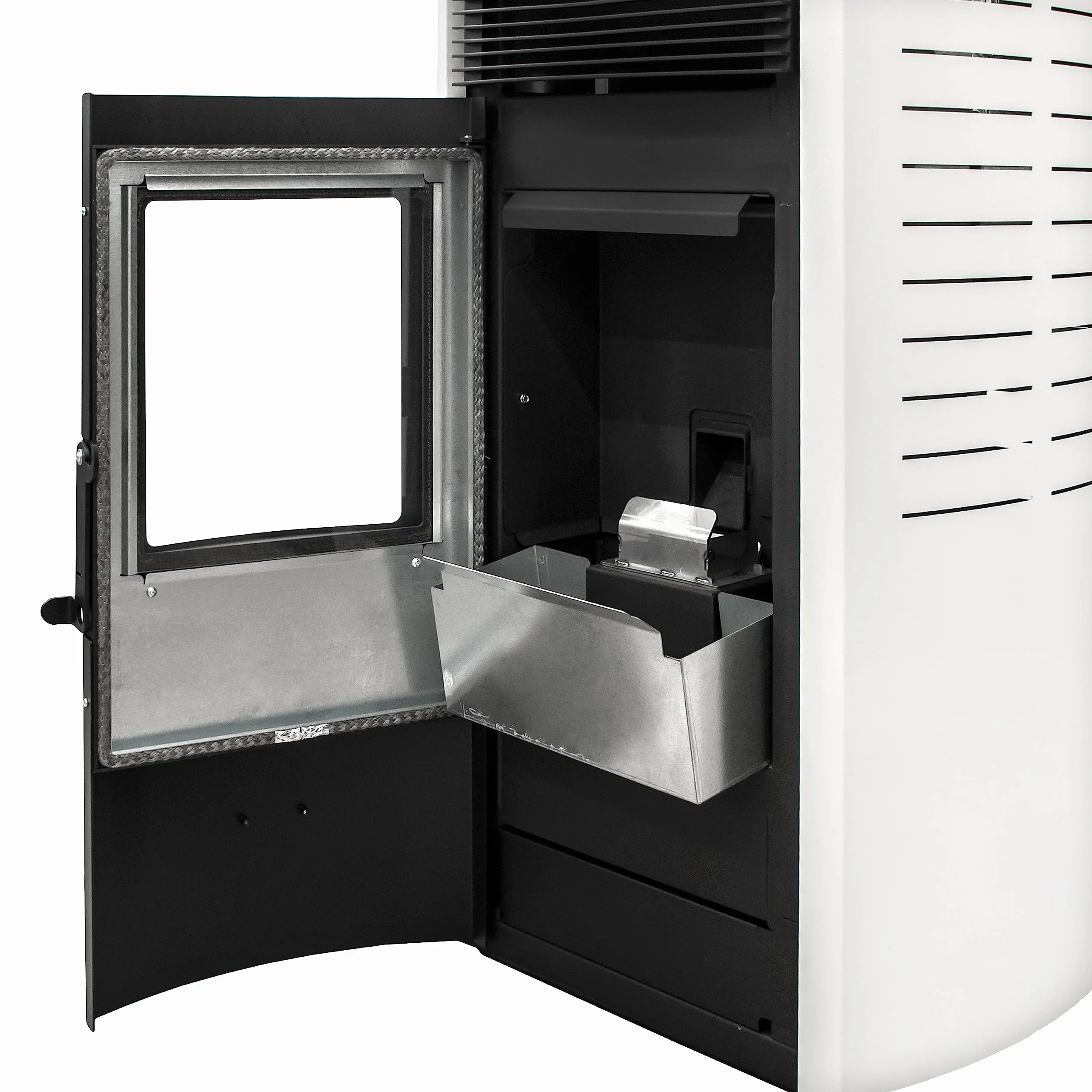 STUFE A PELLET ITALIA Syberia New 15 kW kanał WiFi - piec wentylowany efektywność 92% ciepła 140 m² czas pracy 30 h, programowalny 5 prędkości i mocy, 24 miesiące biały