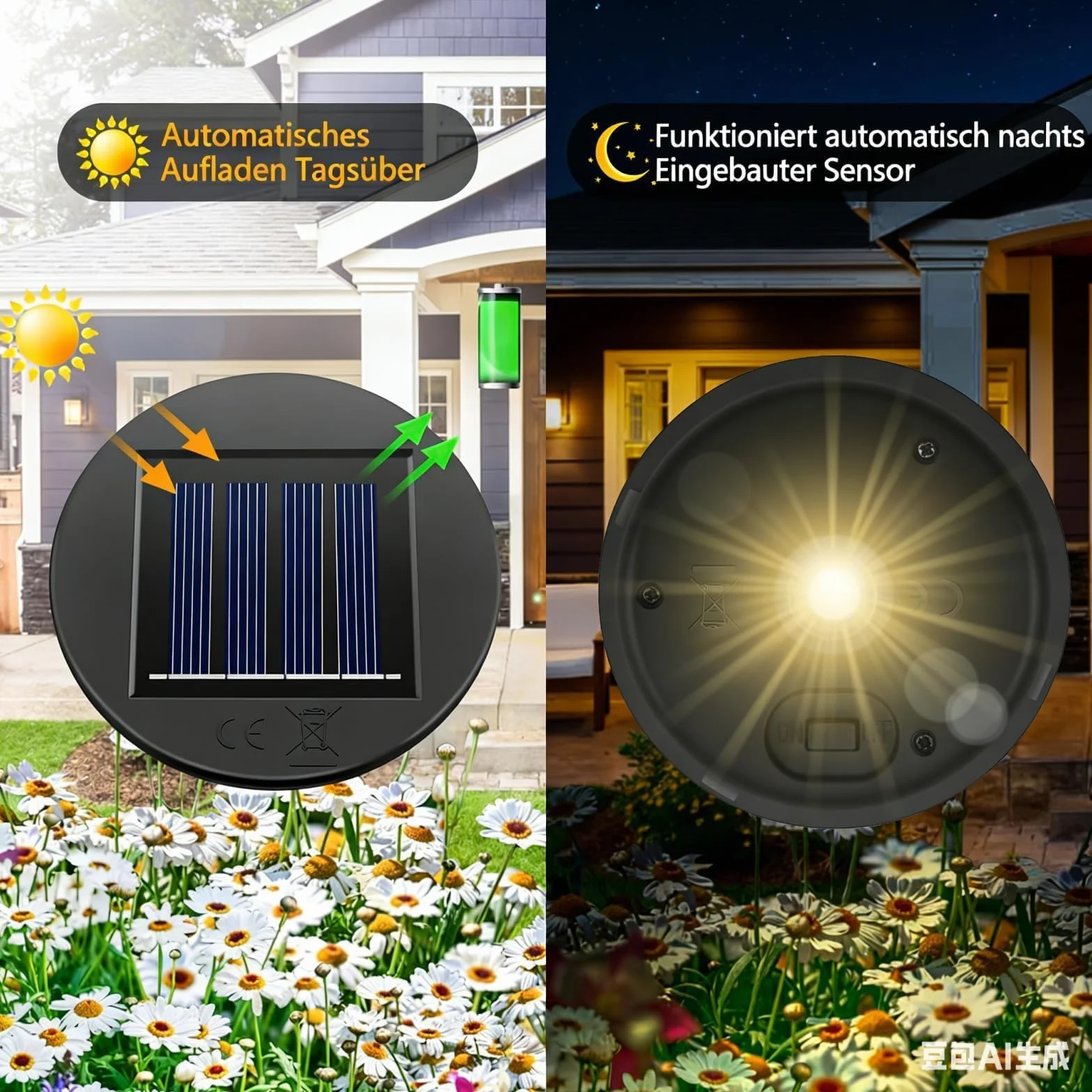 Forlivese 2 sztuki lamp solarnych, części zamienne, 8 cm, LED, ciepła biel, zamiennik lampy solarnej, lampy solarnej, konewki, panel słoneczny LED, zamiennik wody, do ogrodu, na balkon