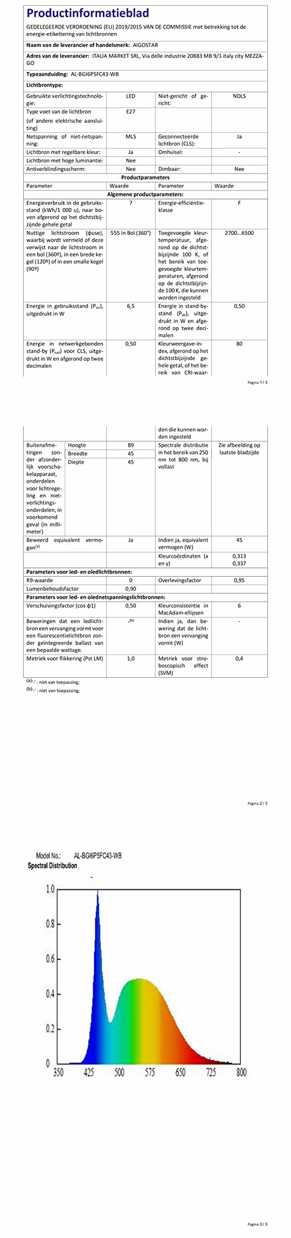 Aigostar Inteligentna Żarówka LED G45 E14 6,5 W WiFi RGBCW, Kompatybilna z Alexą/Google Home, Pilot, Sterowanie Głosowe