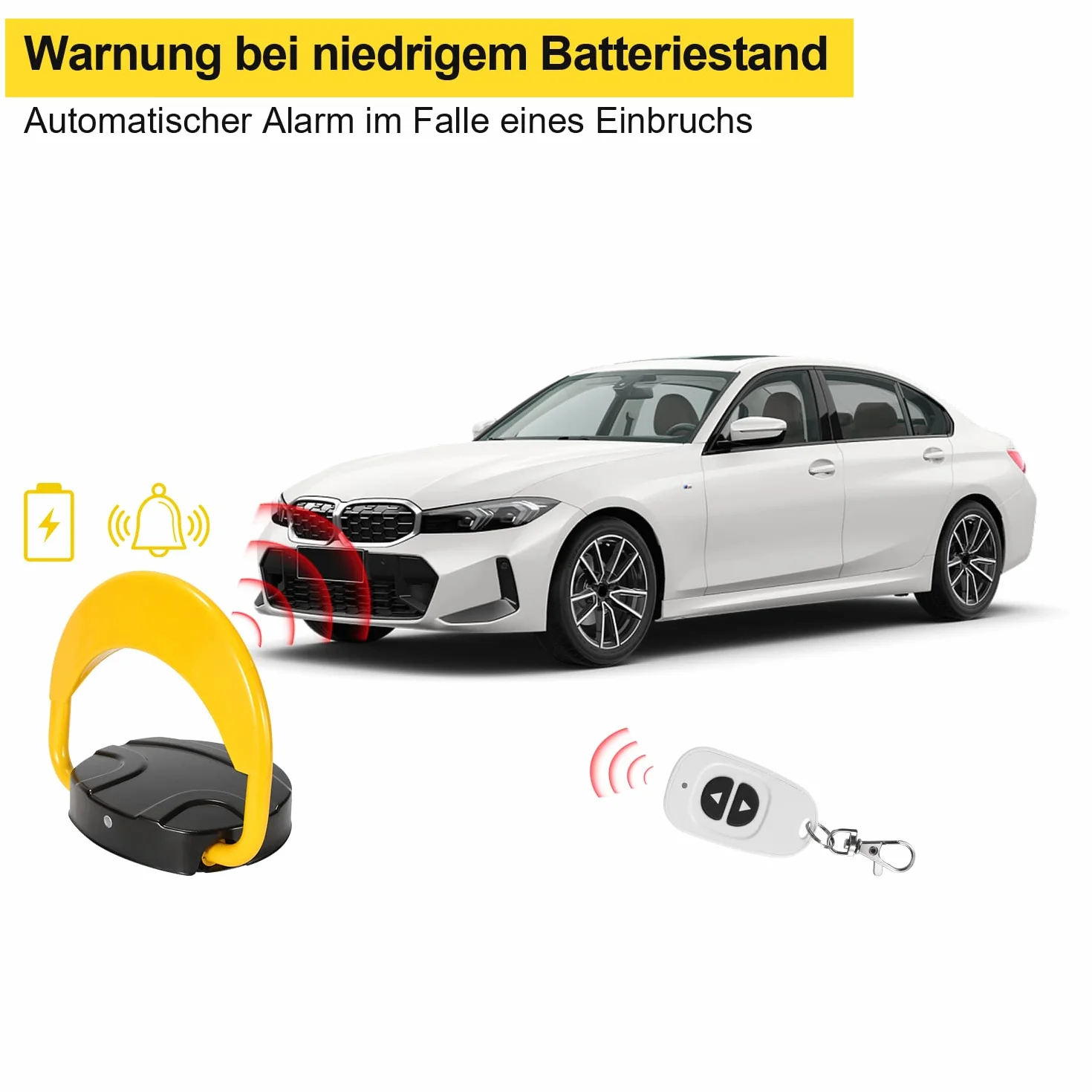 Składana bariera parkingowa z 6 pilotami zdalnego sterowania, 9 kluczami, 180°, zasięg 20 m