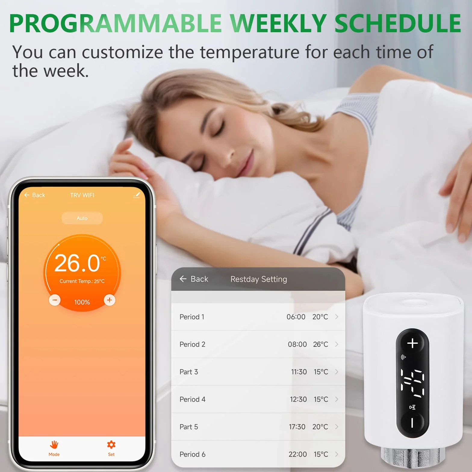 Wengart Termostat grzejnikowy WIFI WG360 2,4 GHz Tuya APP TRV programowalny