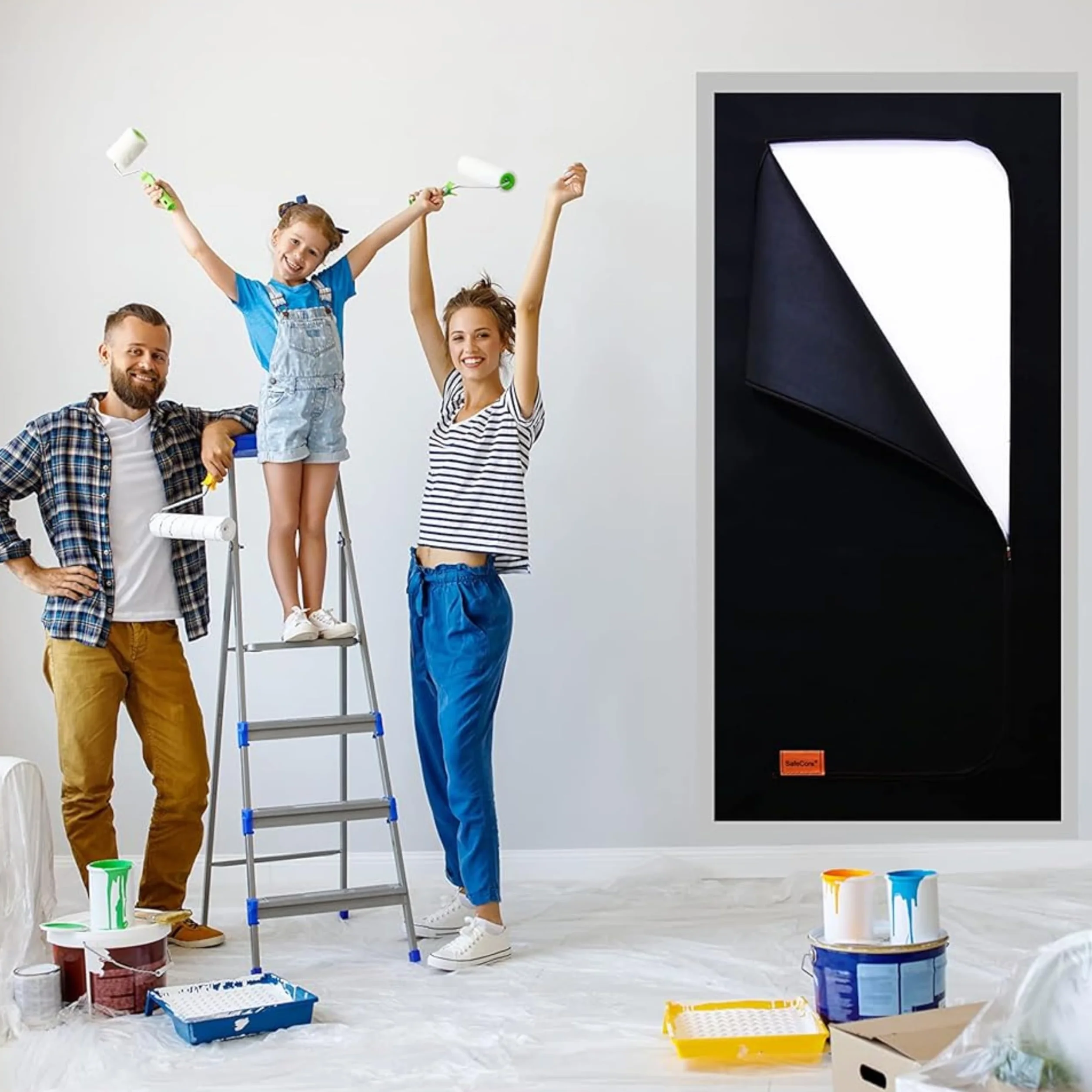 Drzwi przeciwpyłowe z taśmą, osłona przeciwpyłowa 220x110 cm, gruba tkanina polipropylenowa