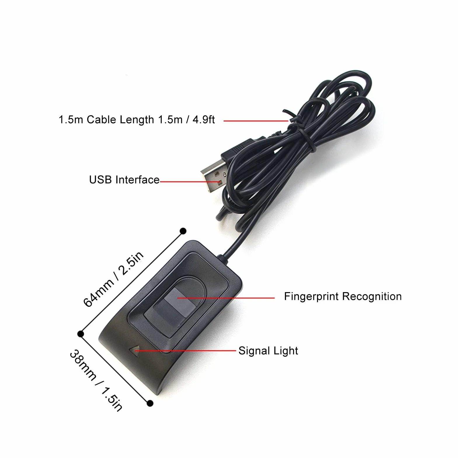 Czytnik Linii Papilarnych USB DC5V Pojemnościowy Skaner Biometryczny Plug and Play Windows 10