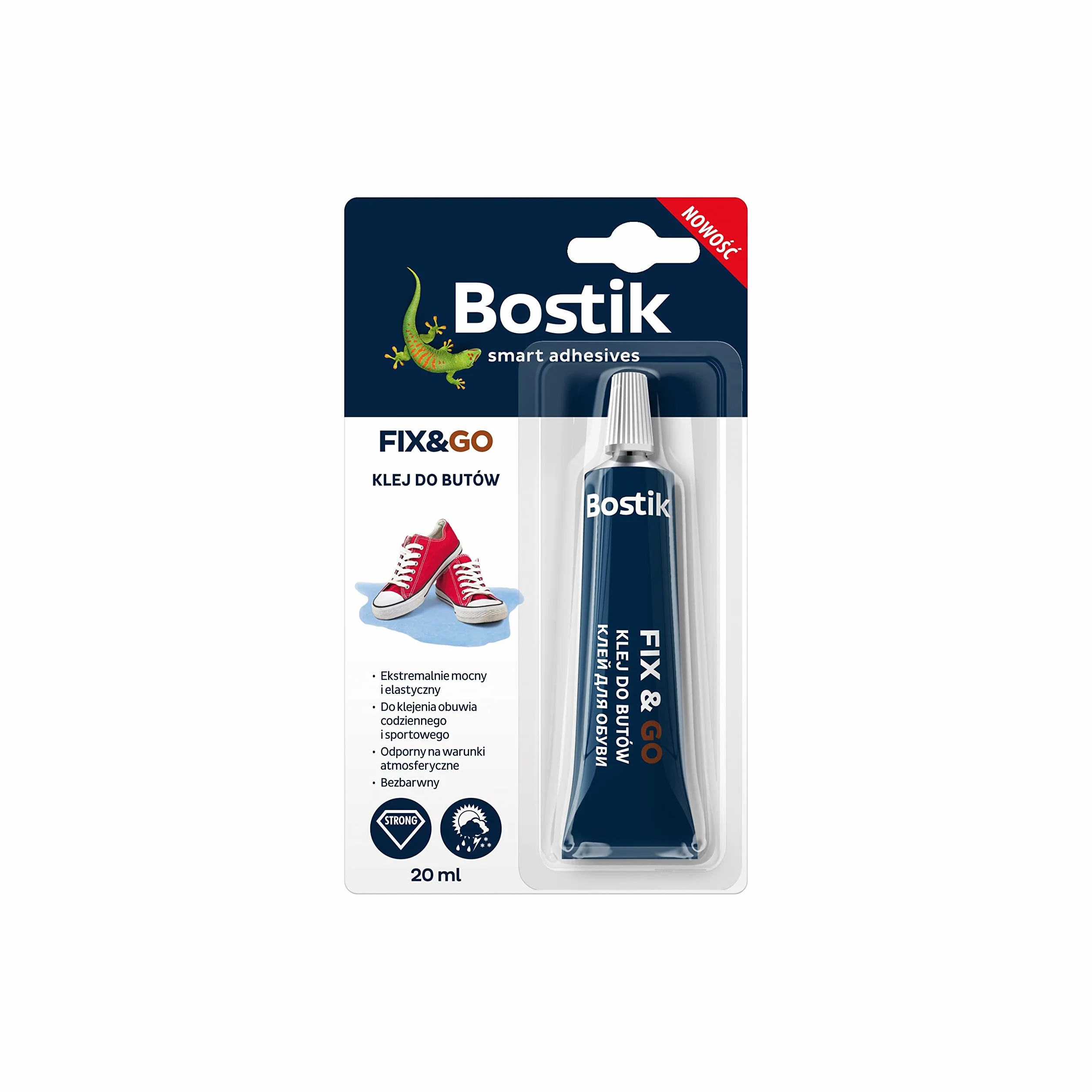BOSTIK Klej do Butów FIX&GO, Ekstremalnie Mocny i Elastyczny, Tubka 20 ml