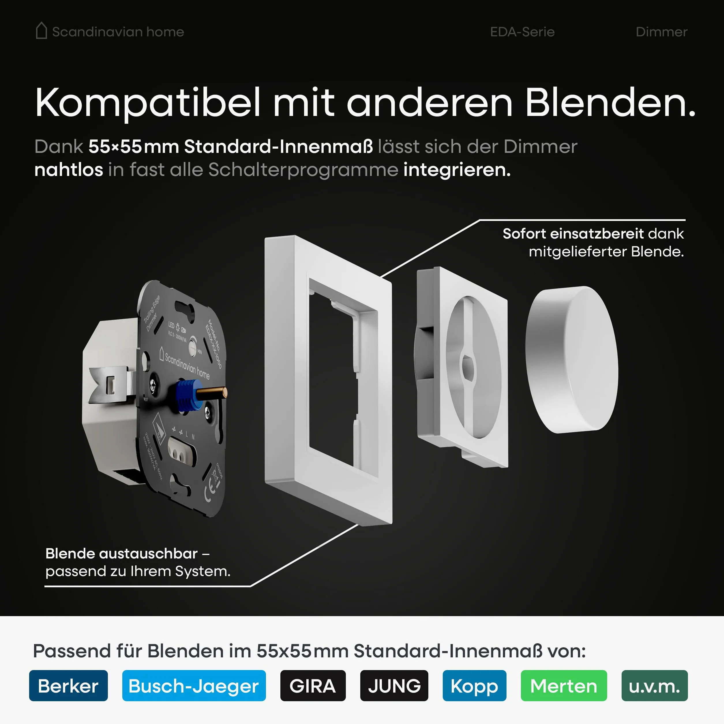 Scandinavian home Przełącznik ścienny do lamp LED 3-300W ściemniacz 230V