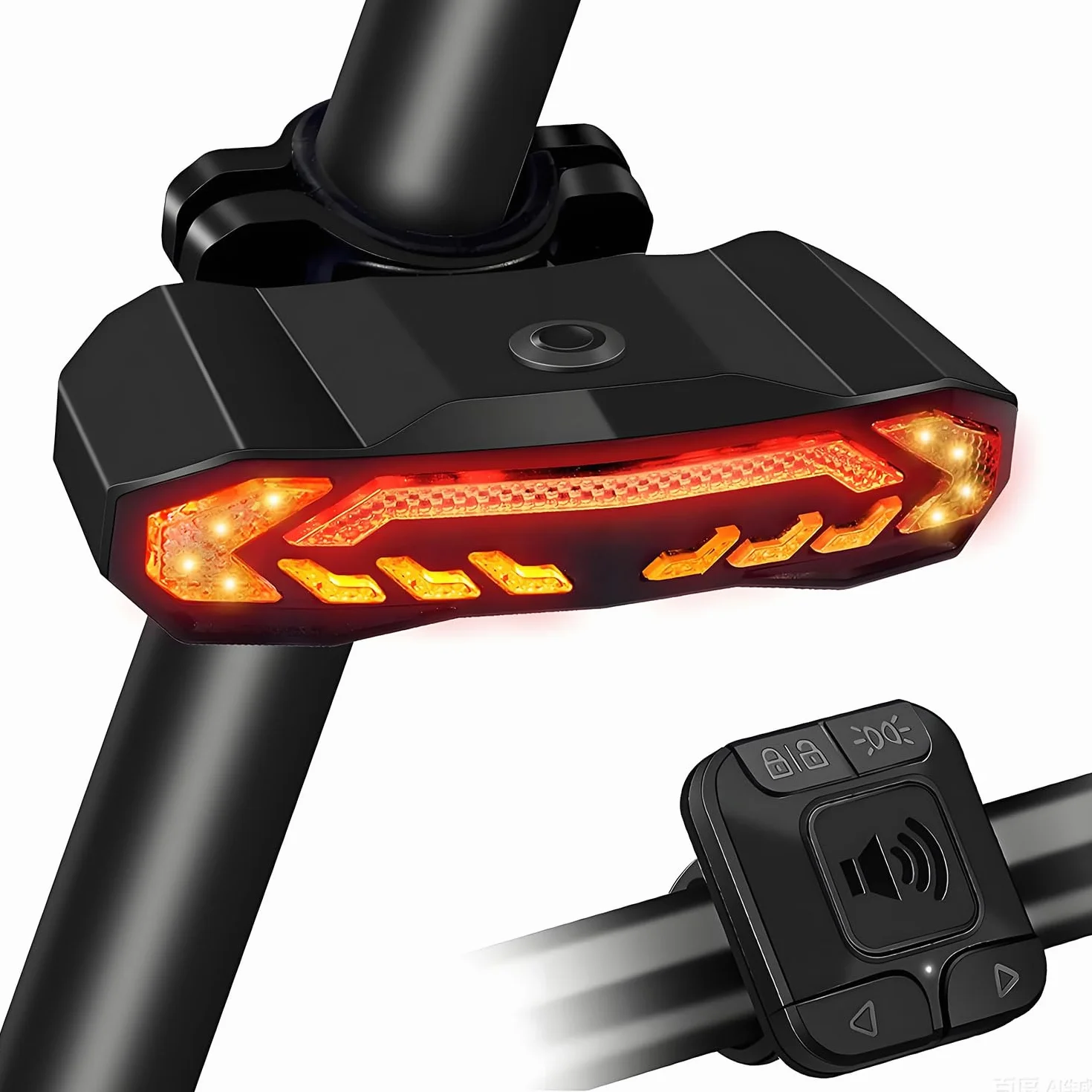 Inteligentne tylne światło rowerowe z pilotem zdalnego sterowania, ładowanie USB tylne światło z kierunkowskazami, światło ostrzegawcze, alarm rowerowy, zabezpieczenie przed kradzieżą, akcesoria