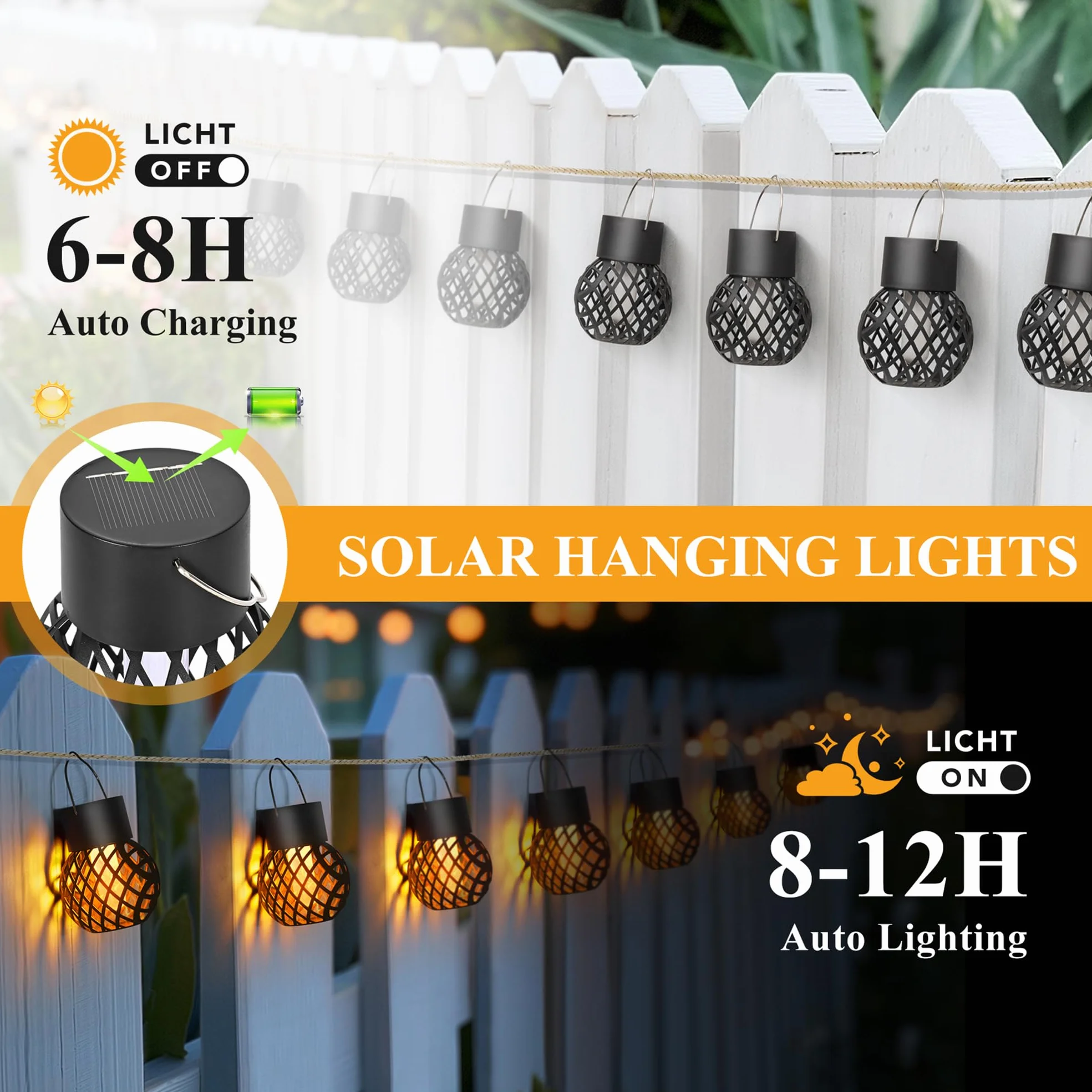 GIGALUMI Solarne lampy ogrodowe 8 sztuk migoczące płomienie wodoodporne