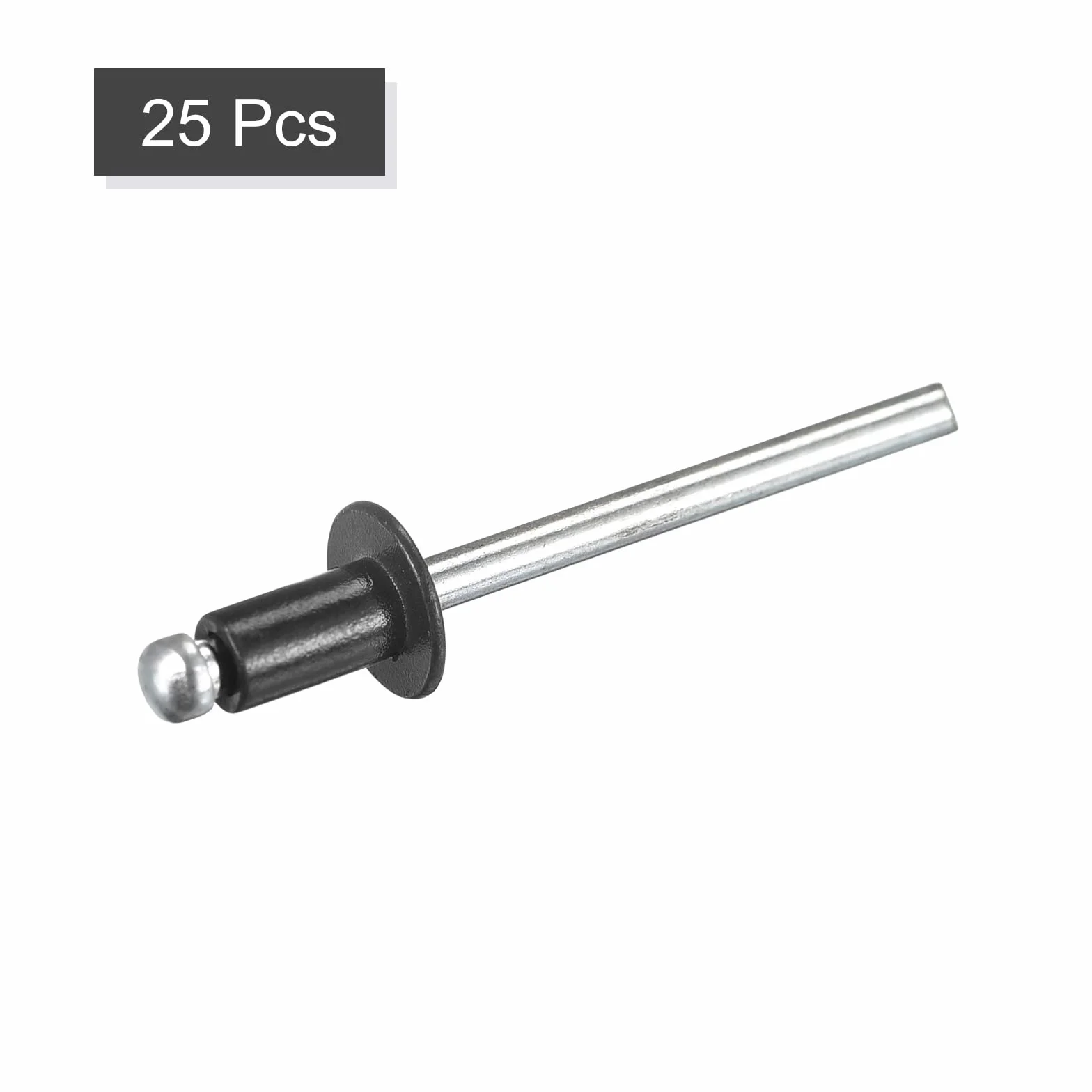 Nity zrywalne 4 mm x 6 mm płaskie okrągła główka do metalu czarne 25 szt.