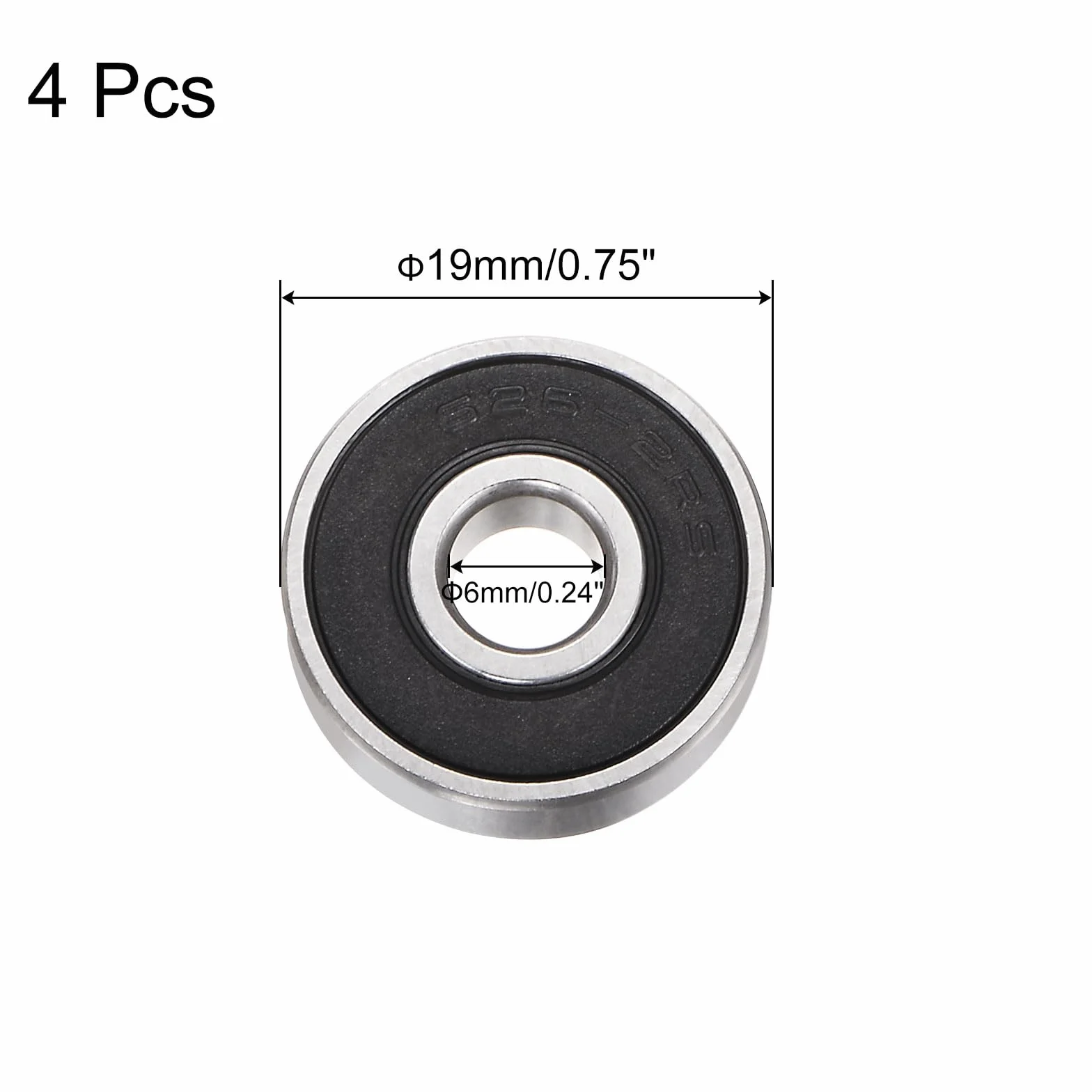QUARKZMAN 4 szt. 626-2RS Łożyska kulkowe Głębokie rowkowe Stal chromowa Z3 Podwójnie uszczelnione gumą 6 mm x 19 mm x 6 mm