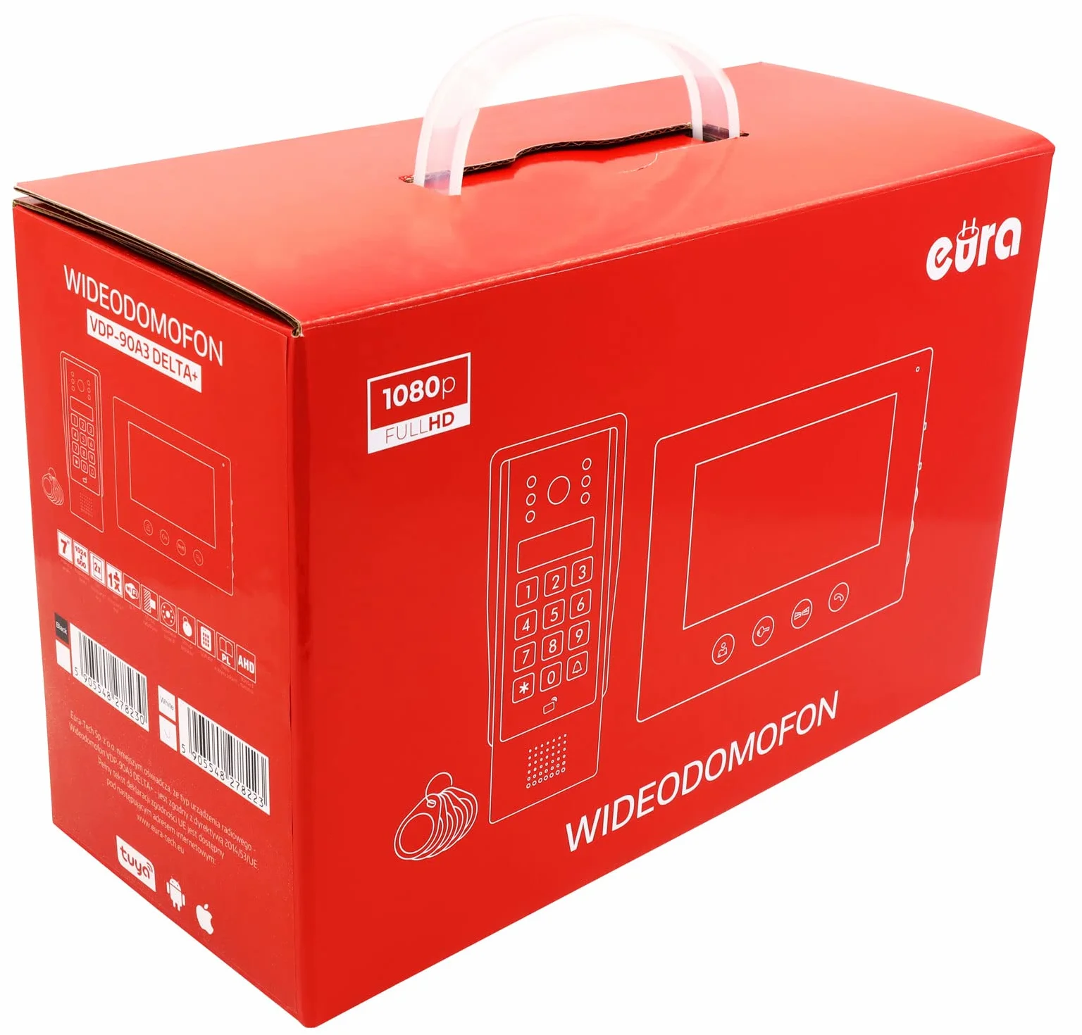 EURA VDP-90A3 Delta+ 4-przewodowy wideodomofon, 7-calowy kolorowy monitor, WiFi, Tuya