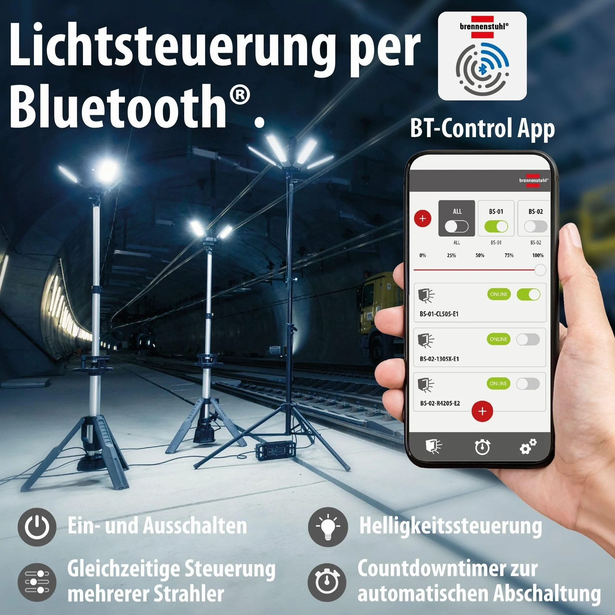 Brennenstuhl Professional LED hybrydowy reflektor budowlany CL 5050 MBAH 50W 6800lm IP65