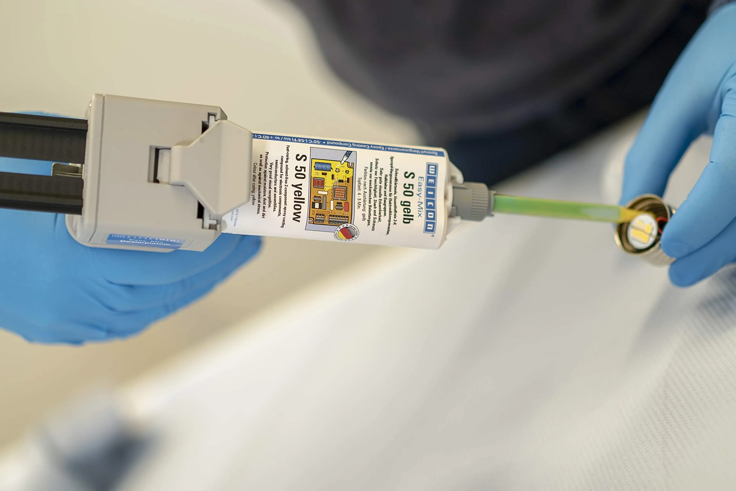 Weicon 10651050 Easy-Mix S 50 żółta, 2-K epoksydowa masa odlewnicza do komponentów elektronicznych