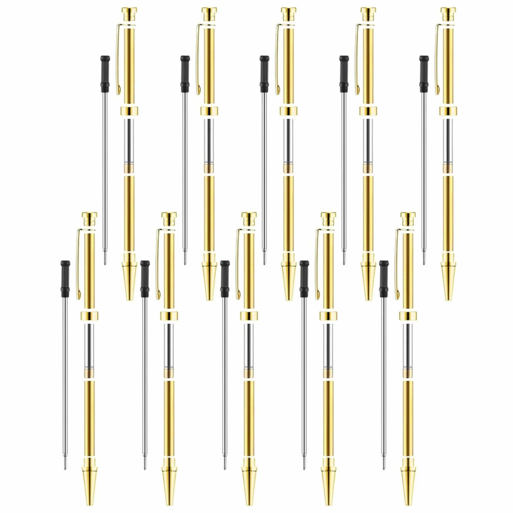 ISTOVO 20 Zestawów Długopisów do Toczenia Drewna 7 mm Slimline Pen Twist Kit Złoto