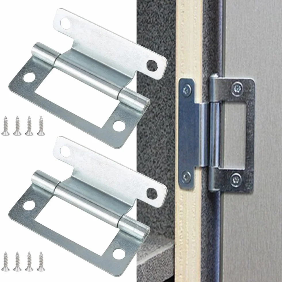 Stalowe zawiasy podtynkowe 50 x 23 mm, ocynkowane, do szafek i drzwi żaluzjowych 15-19 mm, do przyczep kempingowych, domków mobilnych, szafek użytkowych, opakowanie 2/5/10