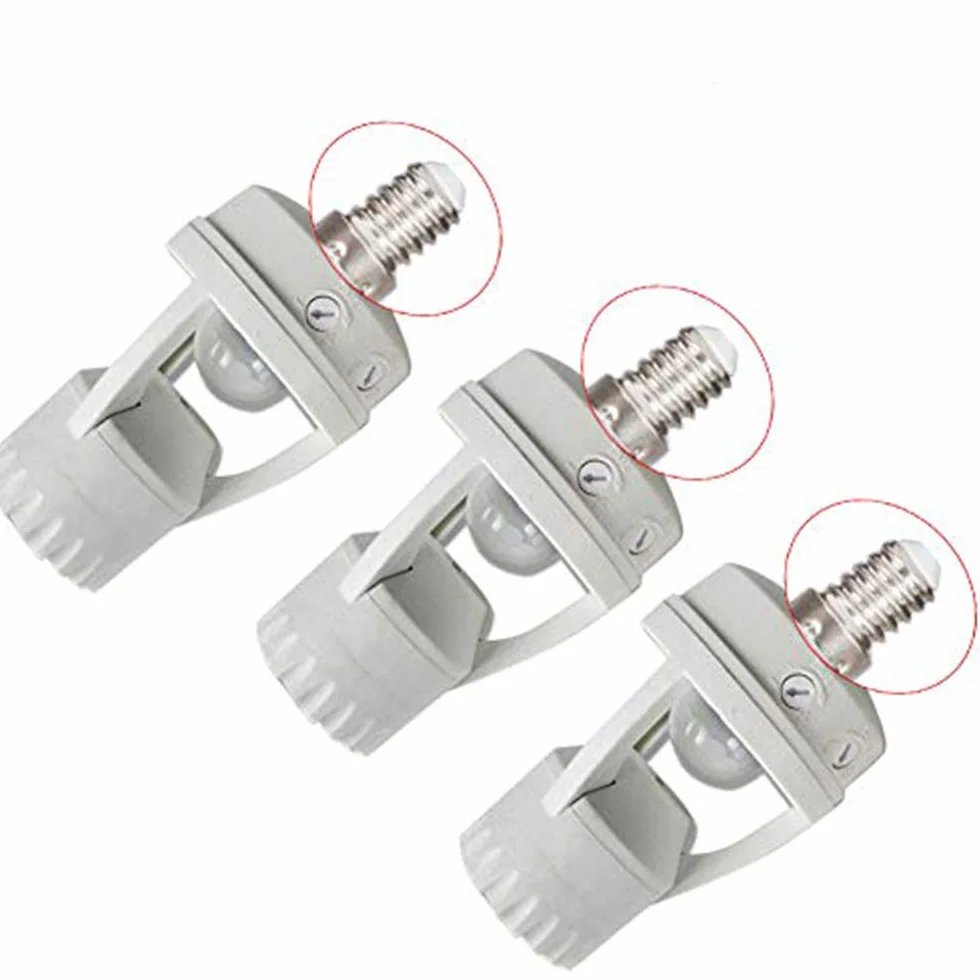 Oprawki żarówek E14 LED PIR czujnik ruchu gniazdo przełączające adapter biały 3 sztuki