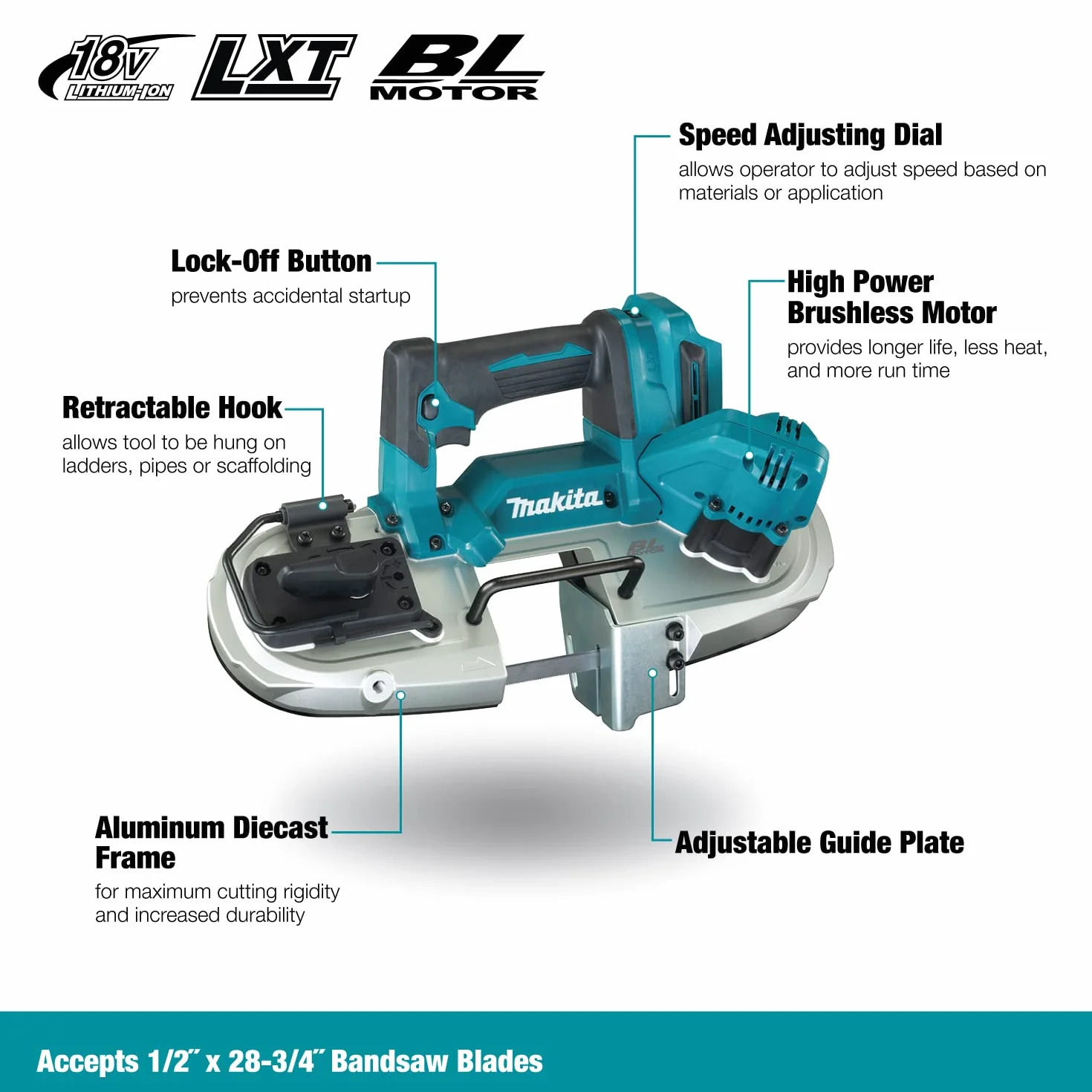 Makita LXT Bezszczotkowa Piła Taśmowa 18V Litowo-Jonowa DPB183Z