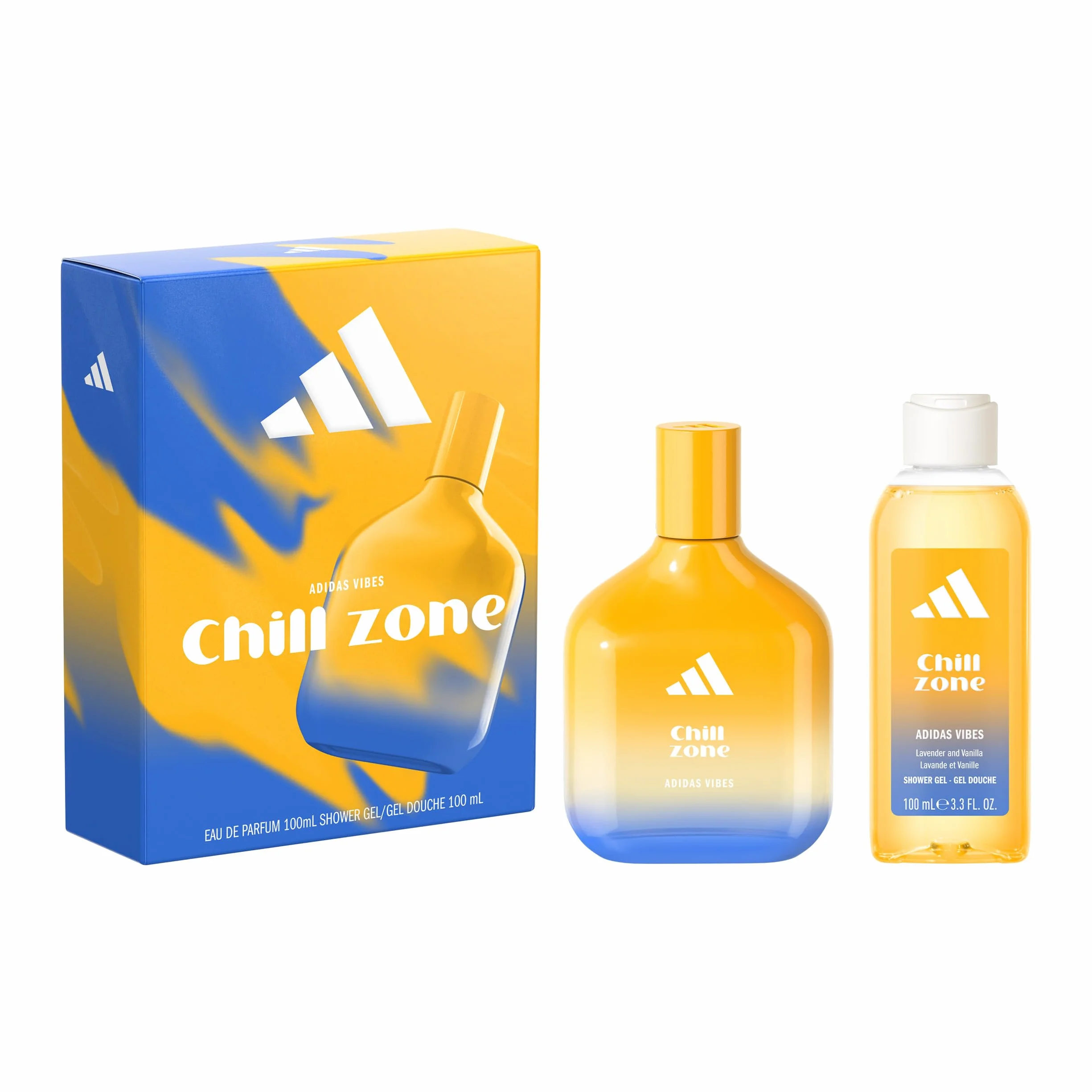 adidas, Pudełko upominkowe Vibes Chill Zone, woda perfumowana 100 ml i żel pod prysznic 100 ml