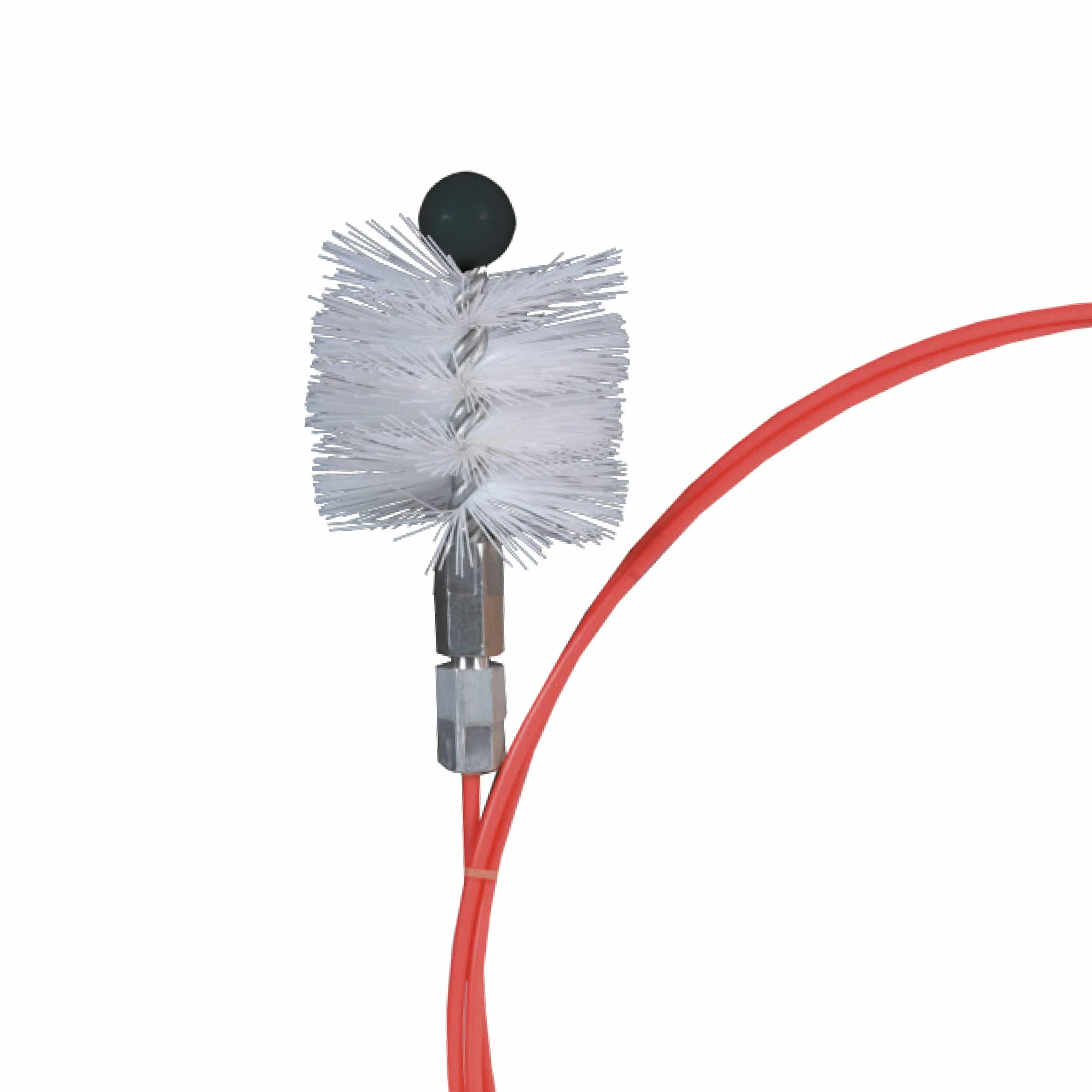 Ribimex PRFU8030 zestaw do czyszczenia rur kominowych, elastyczny drążek z włókna szklanego 3 m, okrągła szczotka nylonowa Ø 80 mm, standardowy gwint M12 x 175, ergonomiczny uchwyt z tworzywa