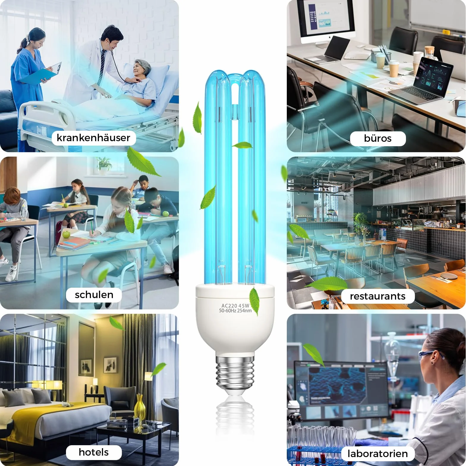 Lampa do dezynfekcji ozonu 45 W E27 UV bakteriobójcza ozonowa do szkoły hotelu szpitala