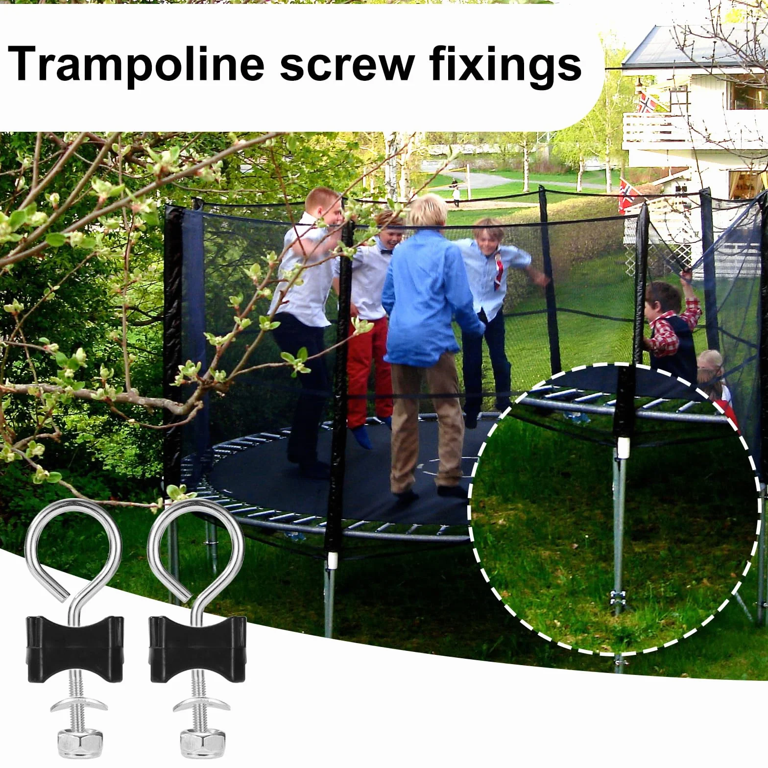 Śruby i Nakrętki do Trampoliny 6mm Gwint Okrągły Zestaw Części Zamienne