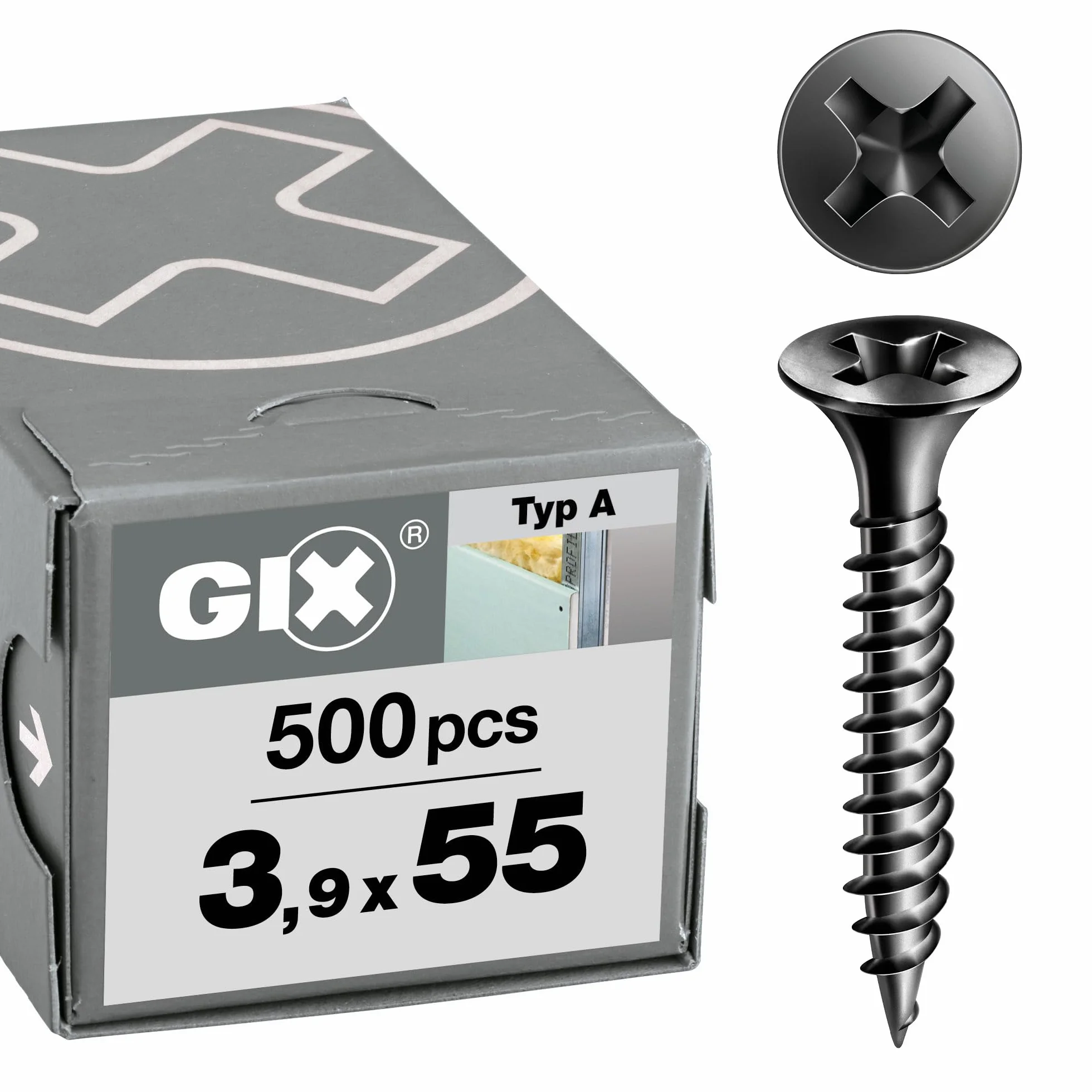 SPAX GIX-A śruby do płyt gipsowo-kartonowych 3,9 x 55 mm gwint drobny 500 sztuk