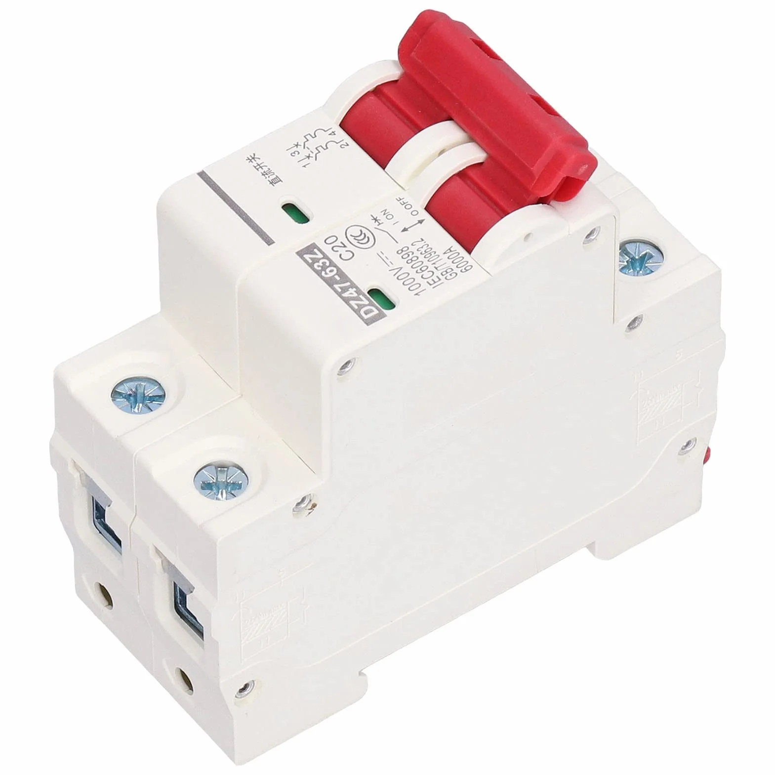 Wyłącznik Miniaturowy DC 2P 1000V 20A Solarny Izolator Fotowoltaiczny C20