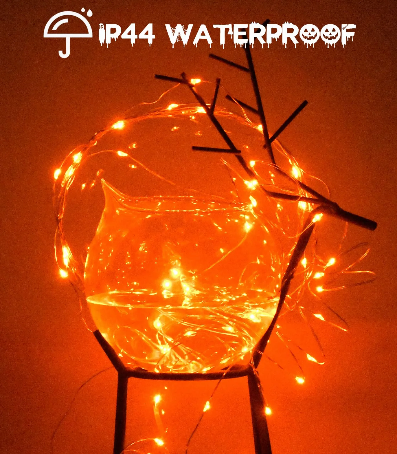 cshare Światła LED Halloween 5m 50 diod IP65 pomarańczowe łańcuchy dekoracje