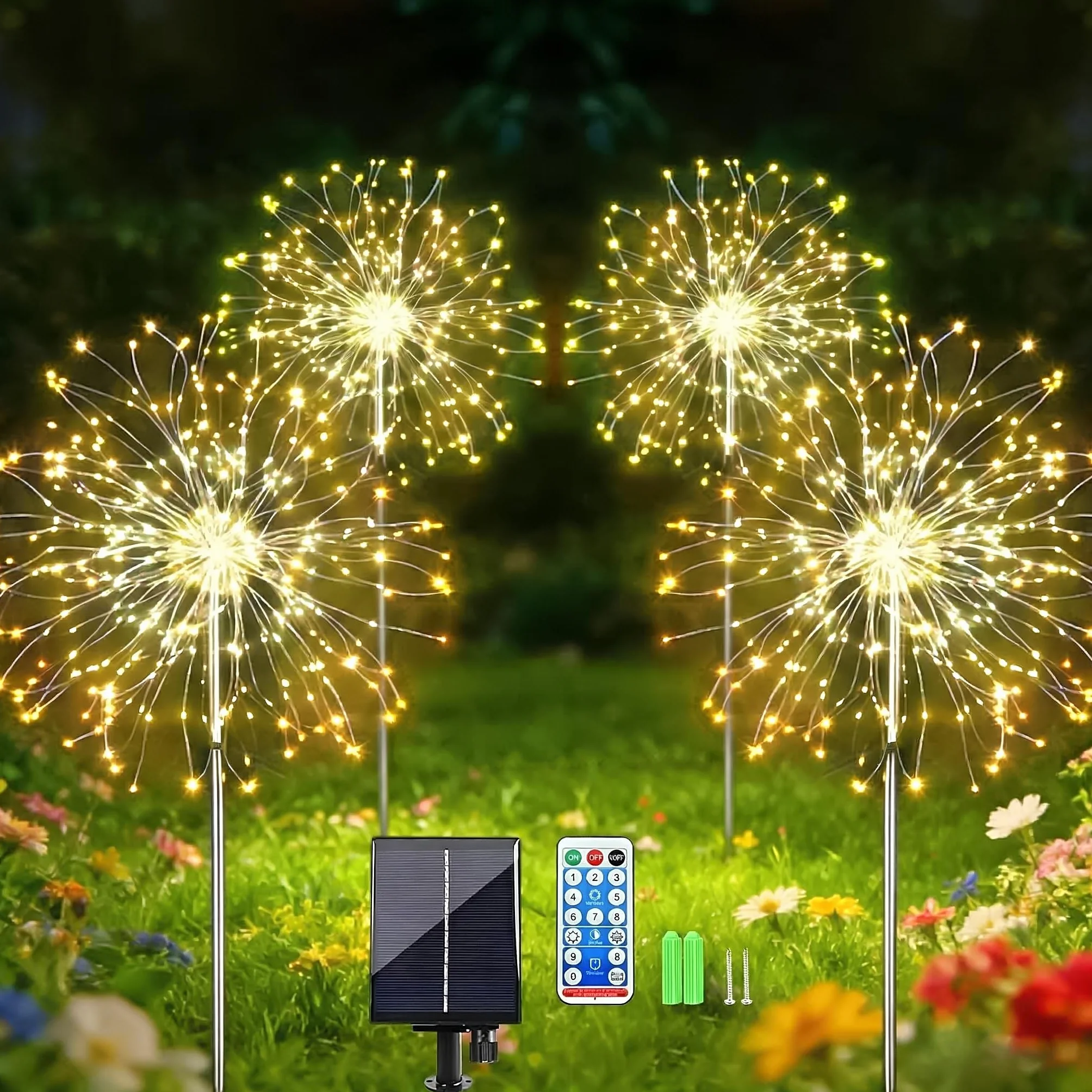 Sunlisky Lampy solarne do ogrodu LED 120 diod 1200 mAh IP65 zestaw 4