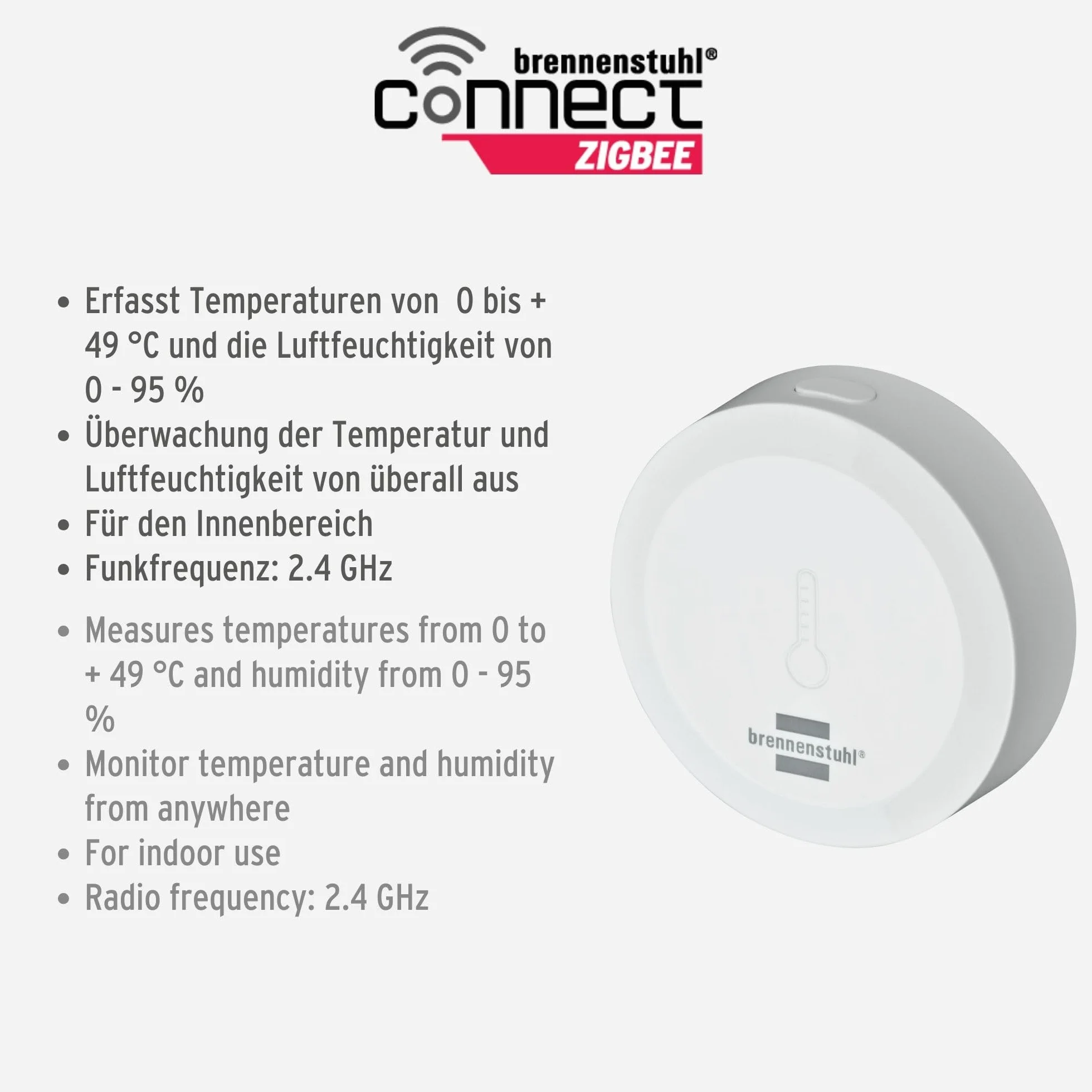 Brennenstuhl Connect Zigbee czujnik temperatury i wilgotności TFS CZ 01