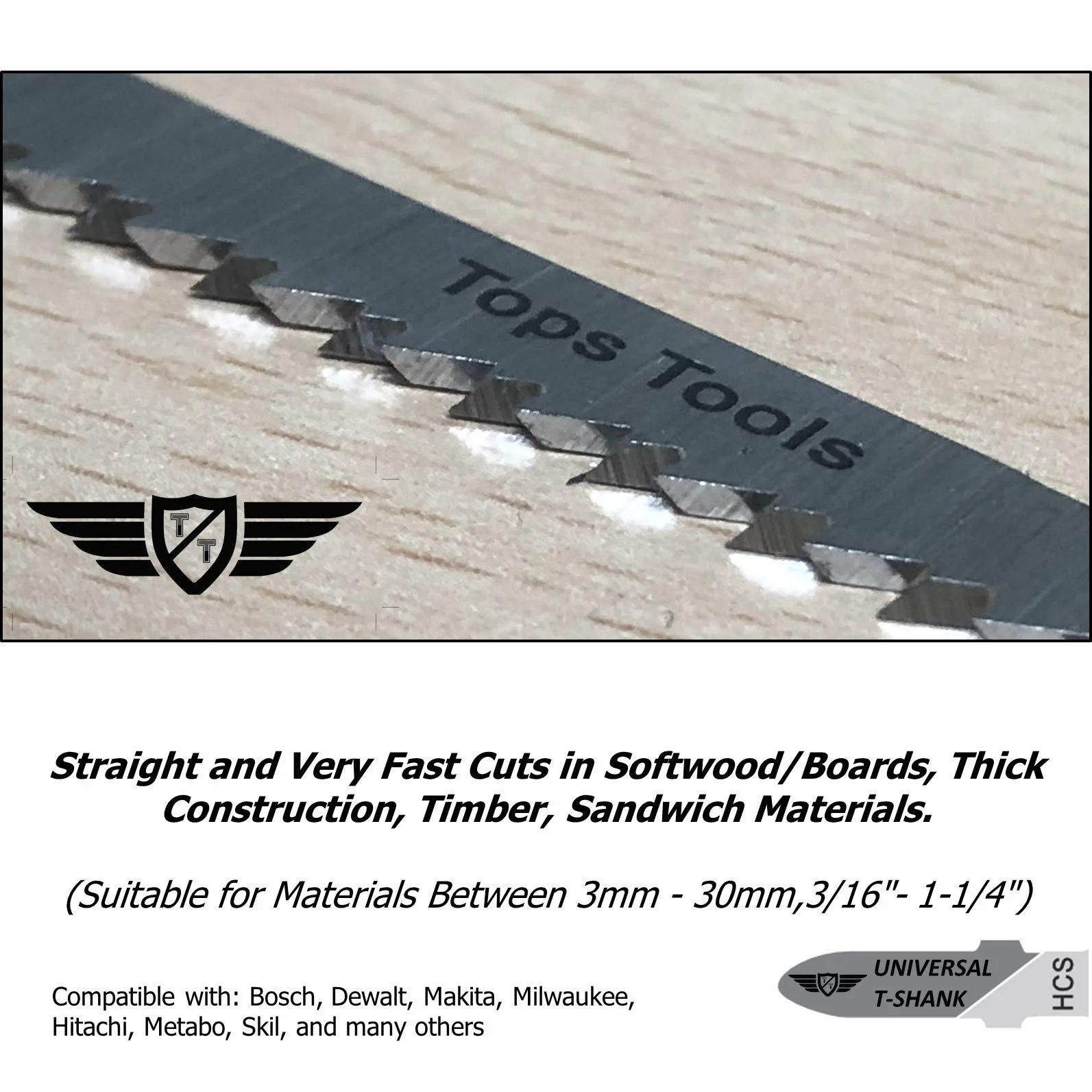 Brzeszczoty do wyrzynarki TopsTools T101B kompatybilne z Bosch, Dewalt, Makita, Milwaukee
