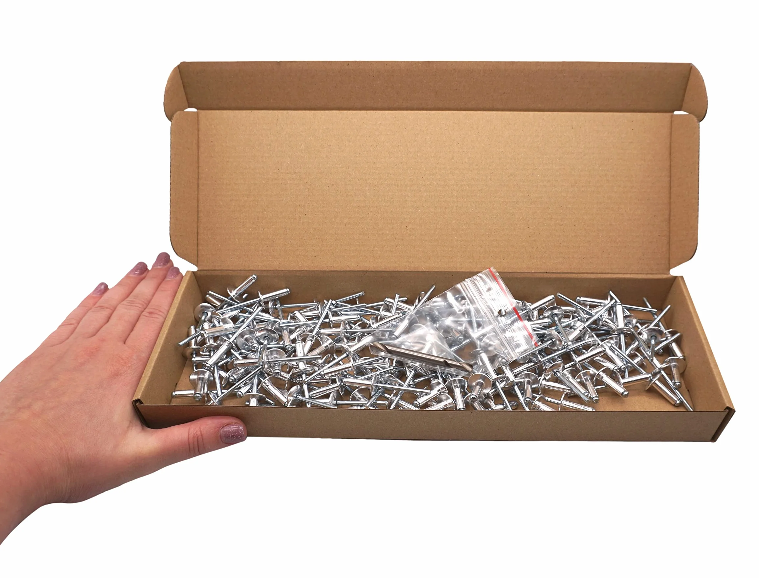 Nity do żaluzji aluminiowe 5,0 x 16 mm SKIR'CO 150 szt. z trzpieniem stalowym i wiertłem