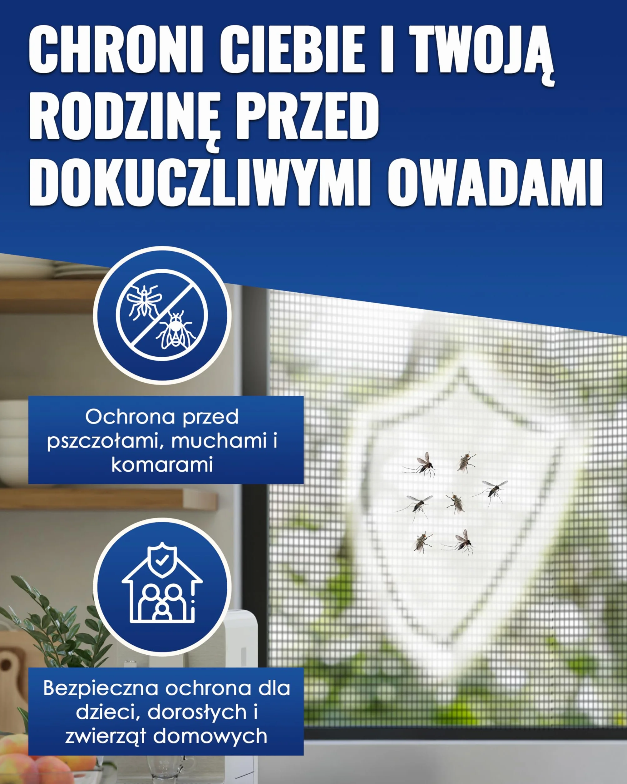 PIC Regulowana moskitiera okienna 130x150cm z drobną siatką i taśmą samoprzylepną