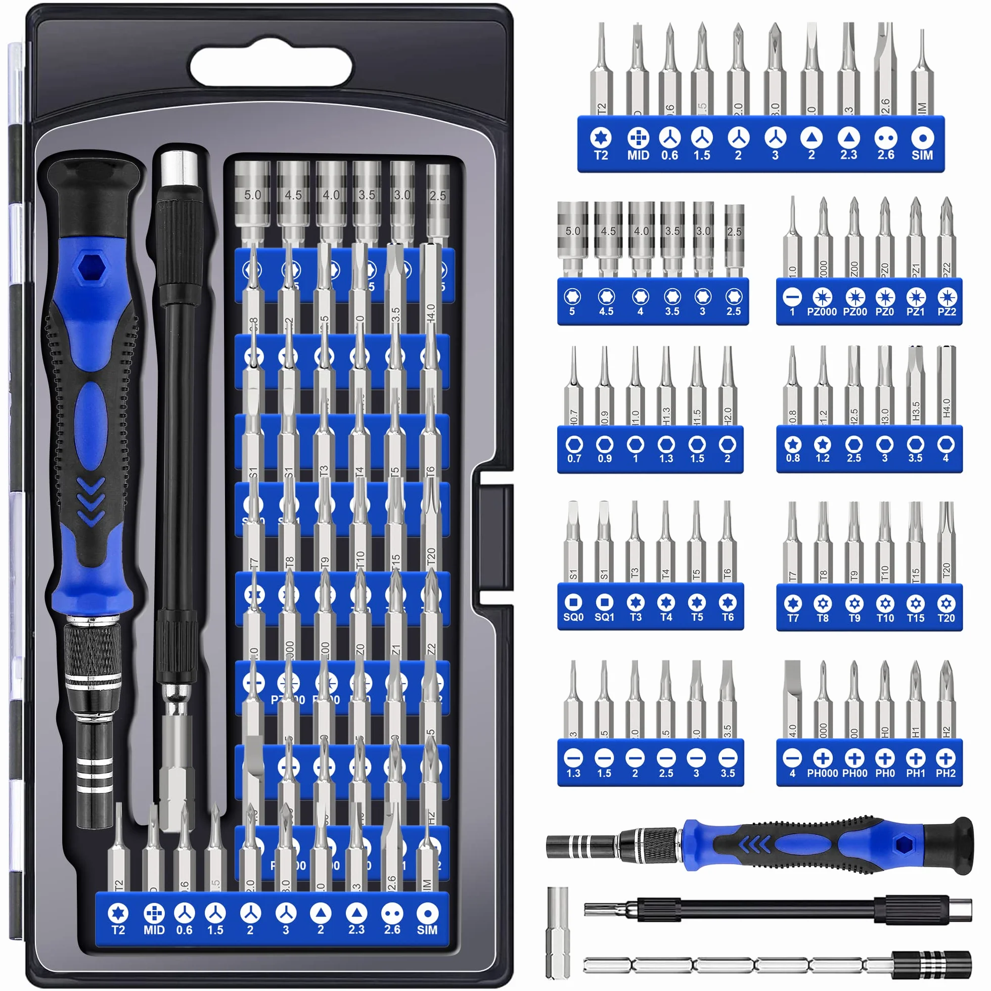 XOOL Zestaw Precyzyjnych Śrubokrętów 62 w 1 Magnetyczny Narzędzia do Naprawy iPhone iPad Laptopów PS4 PS5 Xbox Telefonów Macbook